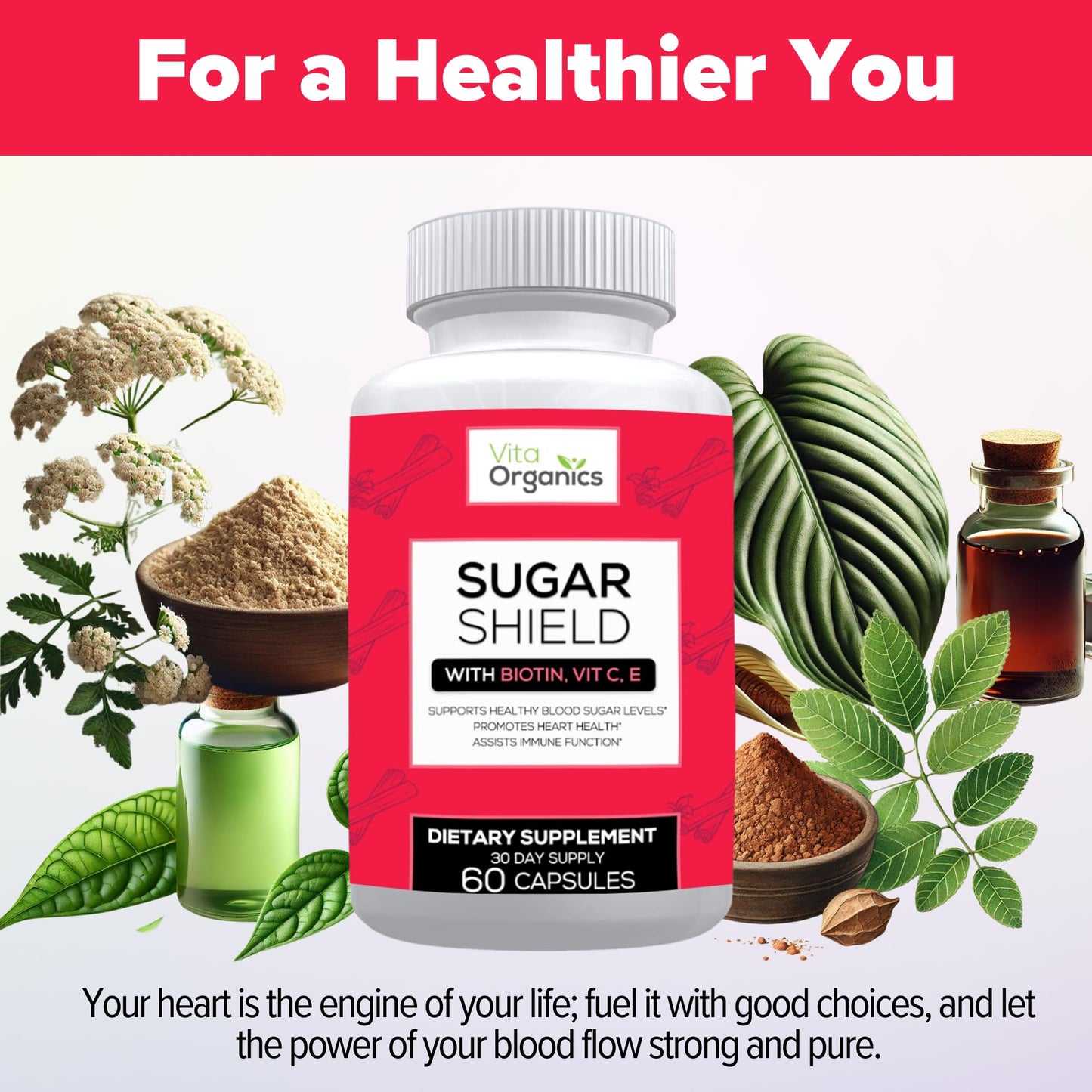 Vita Organics Sugar Shield Veggie Capsules, 360 Capsules