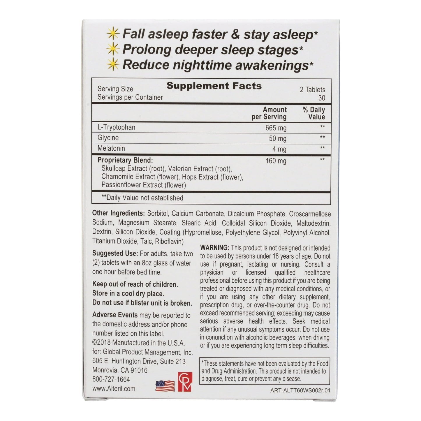 SJ essentials Alteril Sleep Aid Tablets, 120