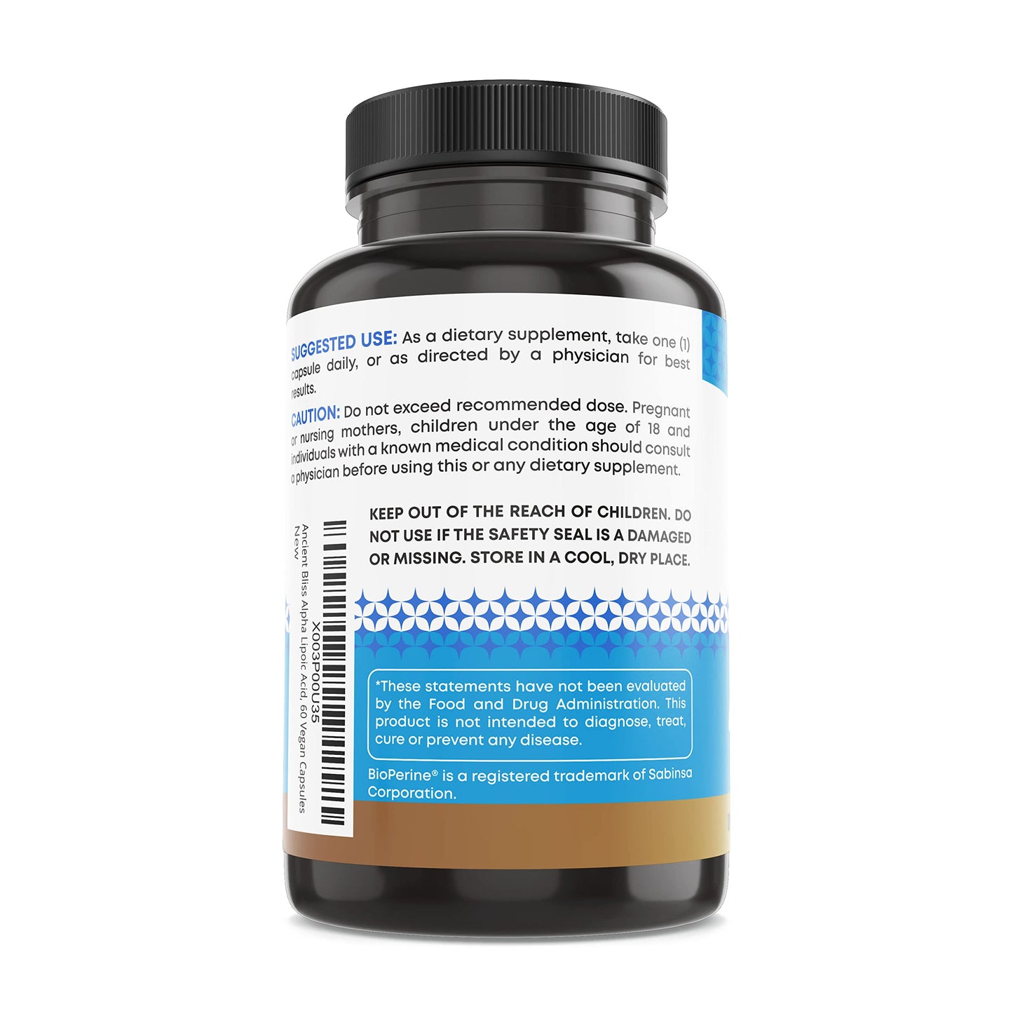 Ancient Bliss Alpha Lipoic Acid Supplement Capsules, 60 Count