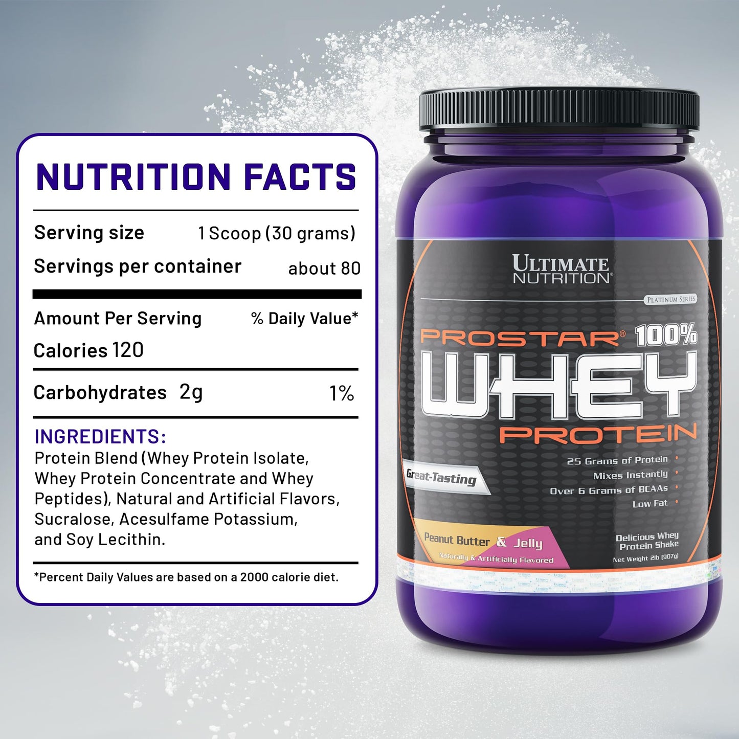 Ultimate Nutrition Prostar Whey Protein Isolate PB&J Powder 32 Servings