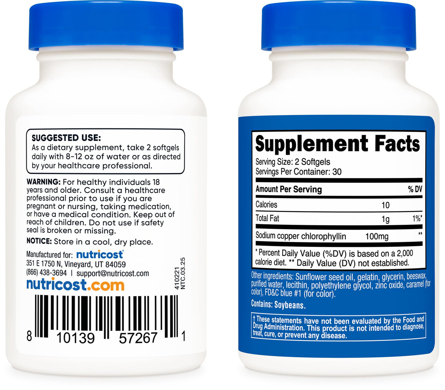 Nutricost Chlorophyll (100mg) Softgels, 60 Count