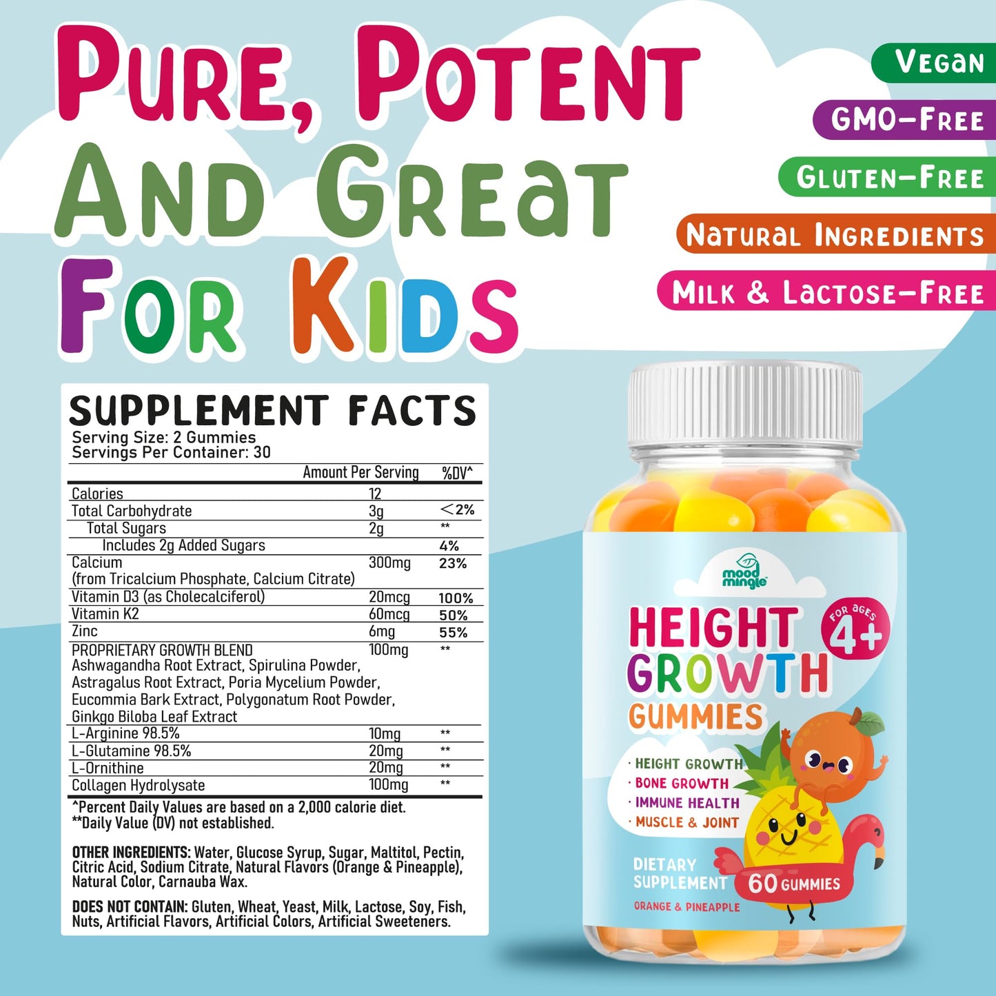 Mood Mingle Height Growth Gummies Supplement, 60 Gummies