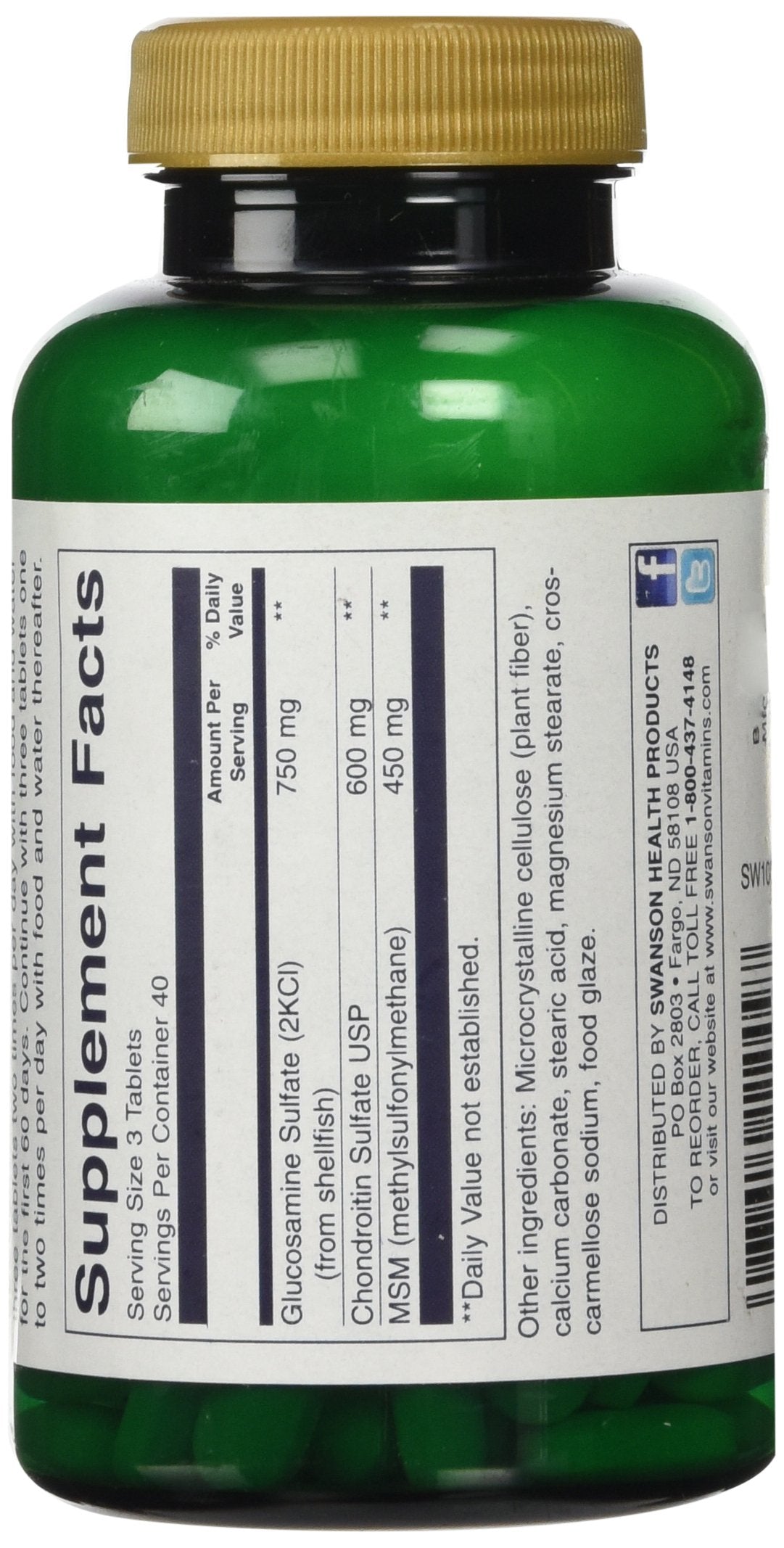 Swanson Glucosamine, Chondroitin & MSM Capsule, 120 Count