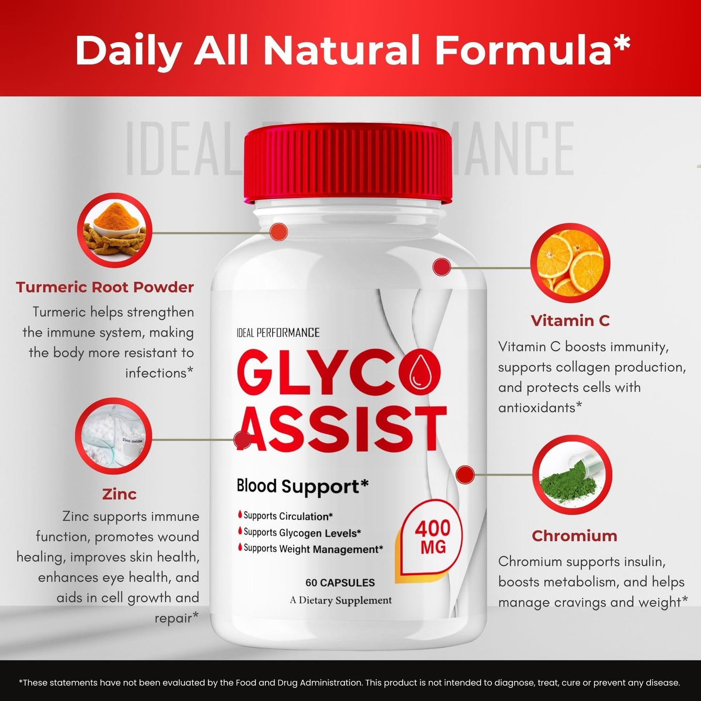 IDEAL PERFORMANCE Glyco Assist Advanced Blood Formula Capsules, 120 Capsules