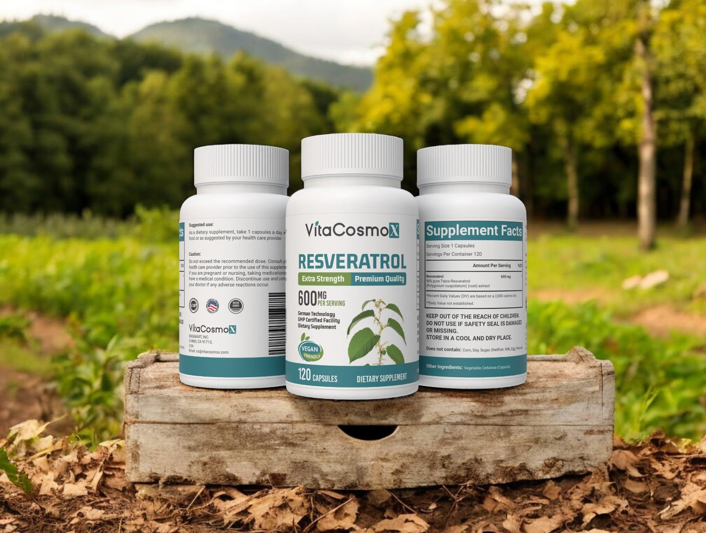 VitaCosmoX Resveratrol Supplements Capsules 120 Count