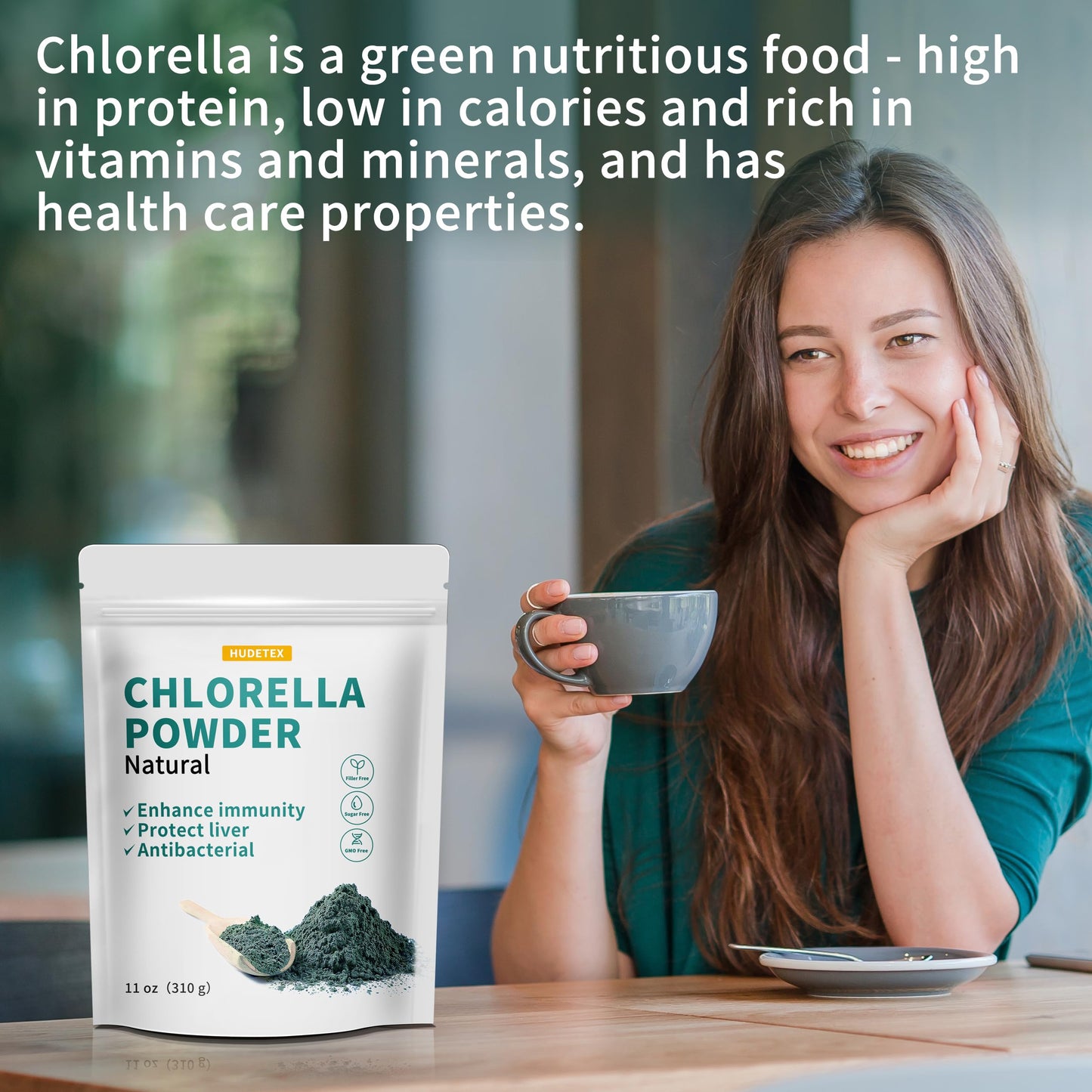 Hudetex Chlorella Powder Natural 10.98 Ounce