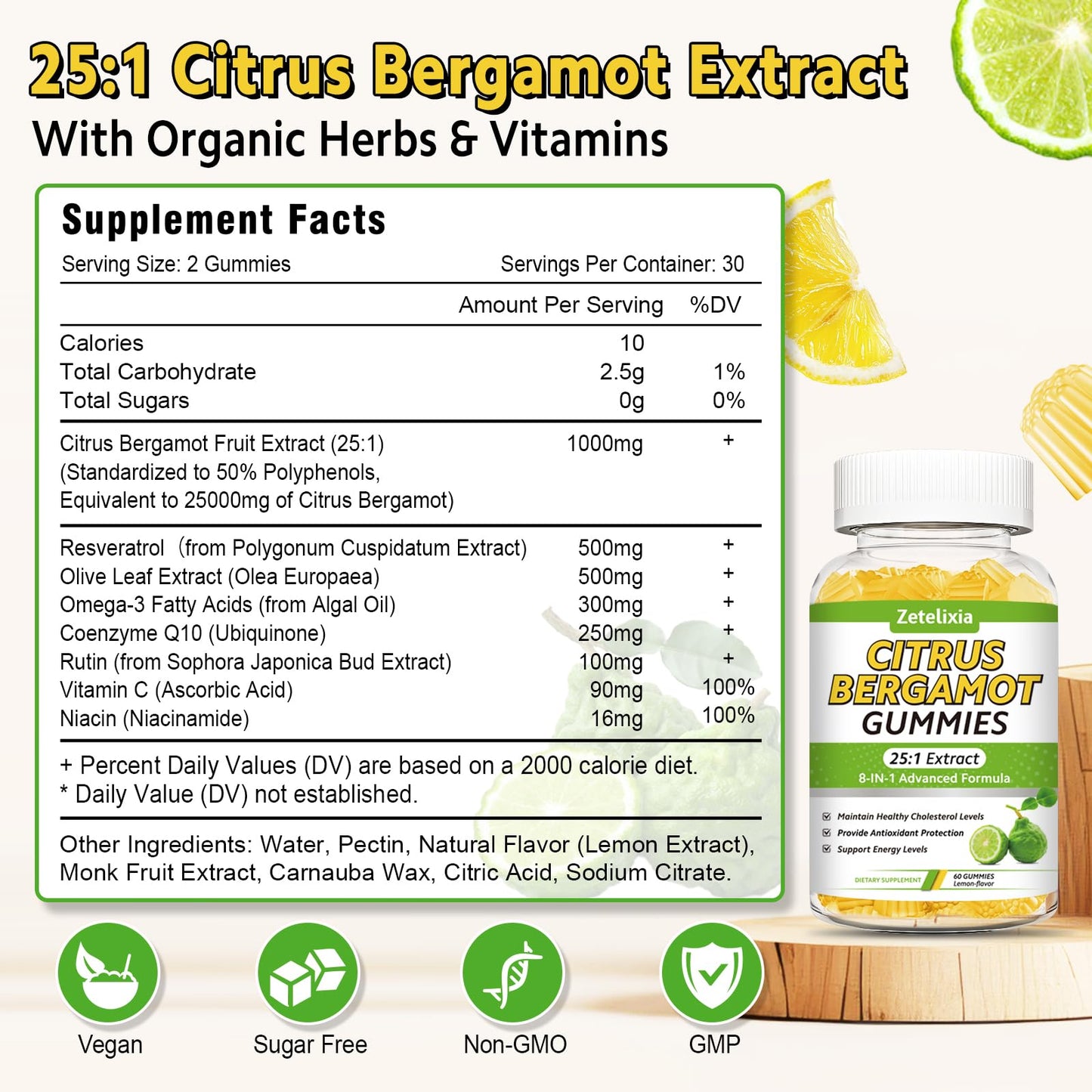 Zetelixia Citrus Bergamot Gummies 120 Gummies