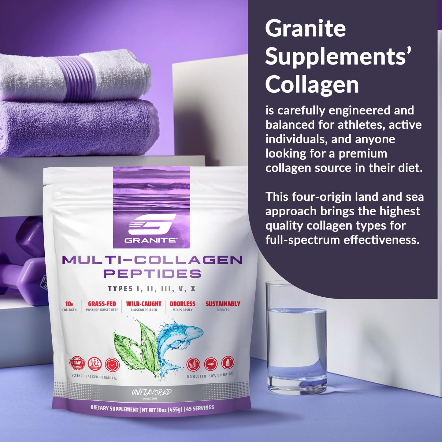 Granite Supplements Collagen Peptides Powder 16 oz