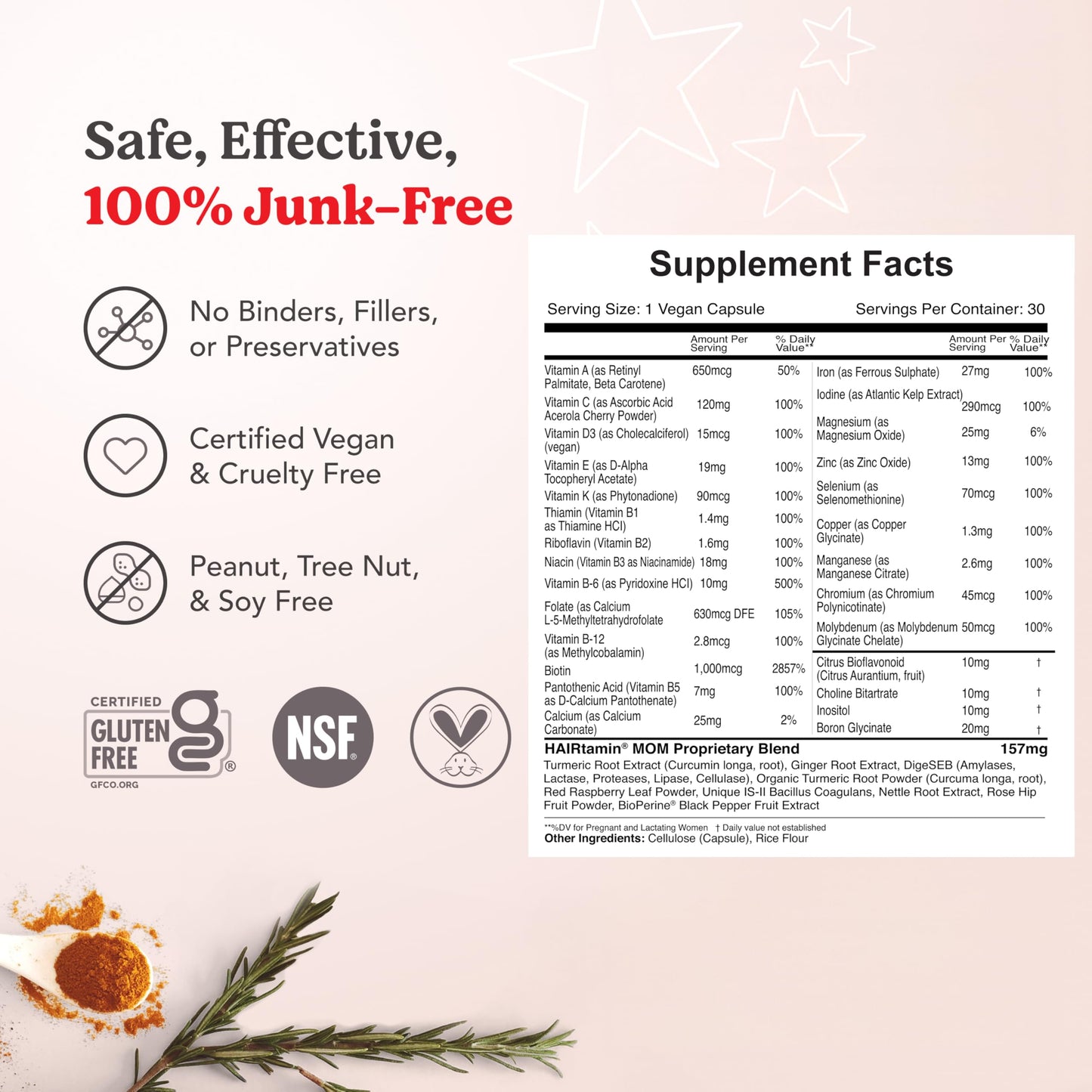 HAIRtamin MOM Prenatal & Postnatal Hair Vitamins Capsule 90 Count
