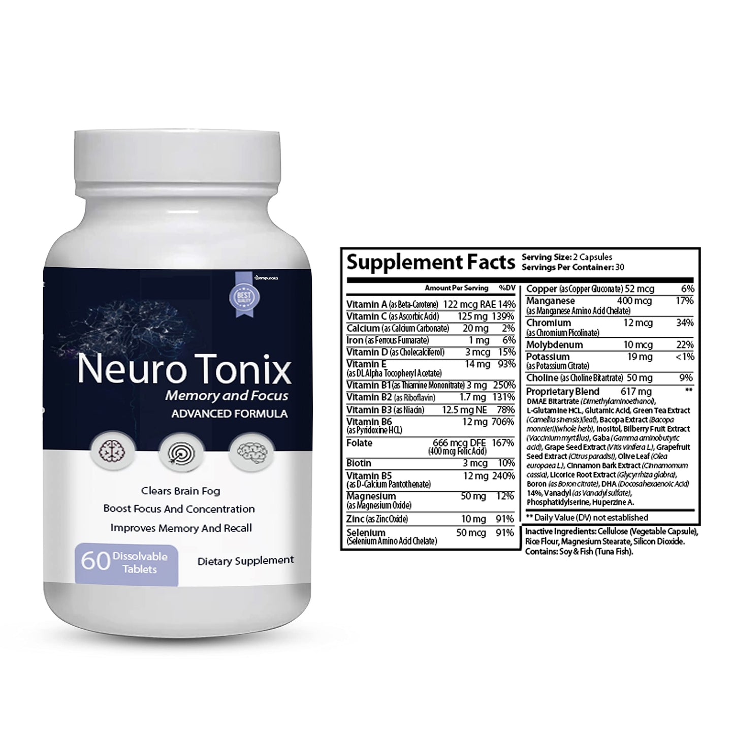 Sampuraka Neuro Tonix Advanced Formula for Memory and Focus Supplement Capsule, 360 Capsules