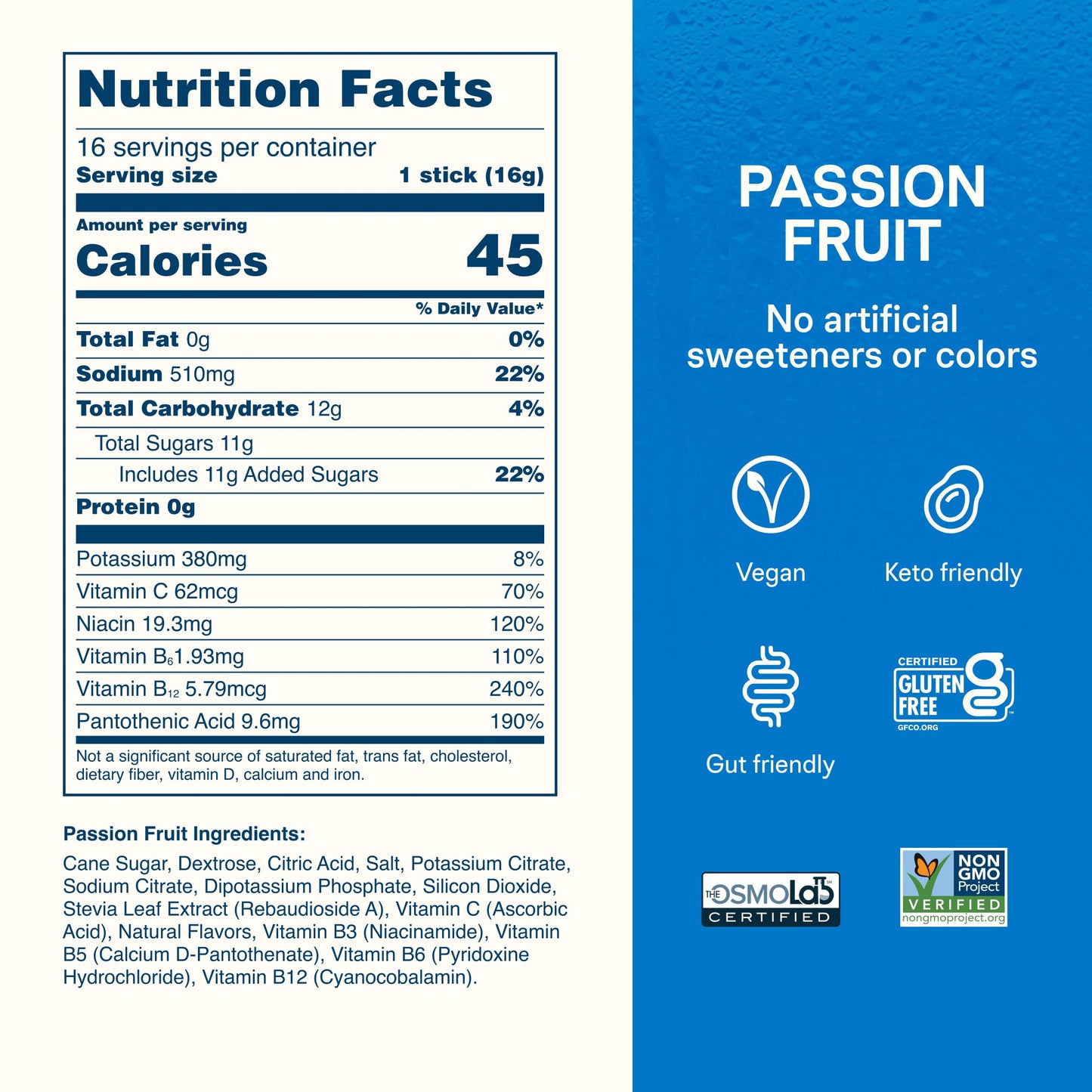 Liquid I.V. Hydration Electrolytes Passion Fruit Powder 16 Count