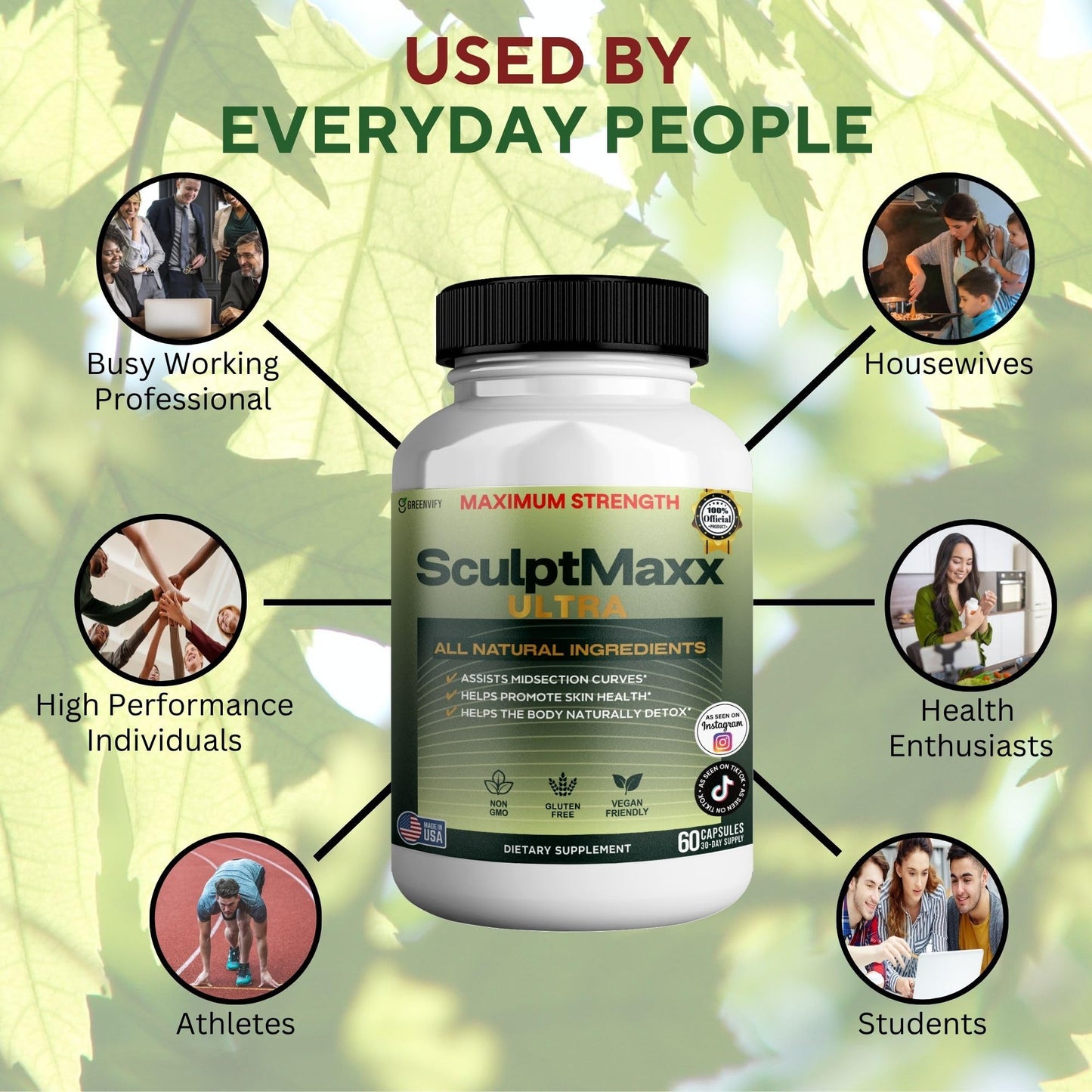 GREENVIFY SculptMaxx Ultra Maximum Strength Natural Dietary Supplement, 60 Capsules