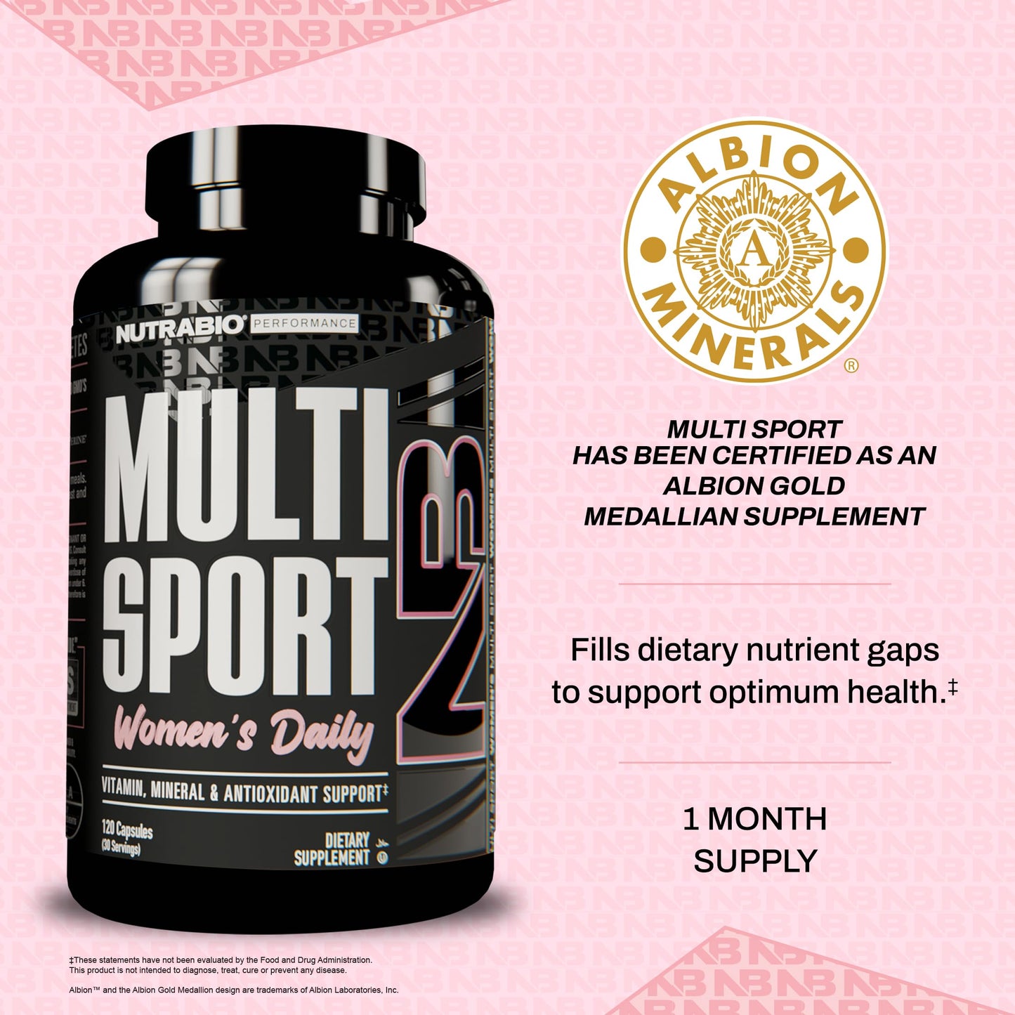 NutraBio Multisport for Women - Womens MultiVitamin - 33 Vitamins, Minerals, Micronutrients - Rich in Antioxidants - Supports Peak Athletic Performance, Energy, Metabolism, Capsule 120