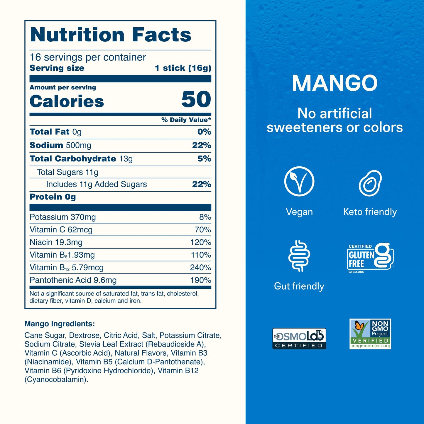 Liquid I.V. Hydration Electrolytes Mango Powder 16 Count