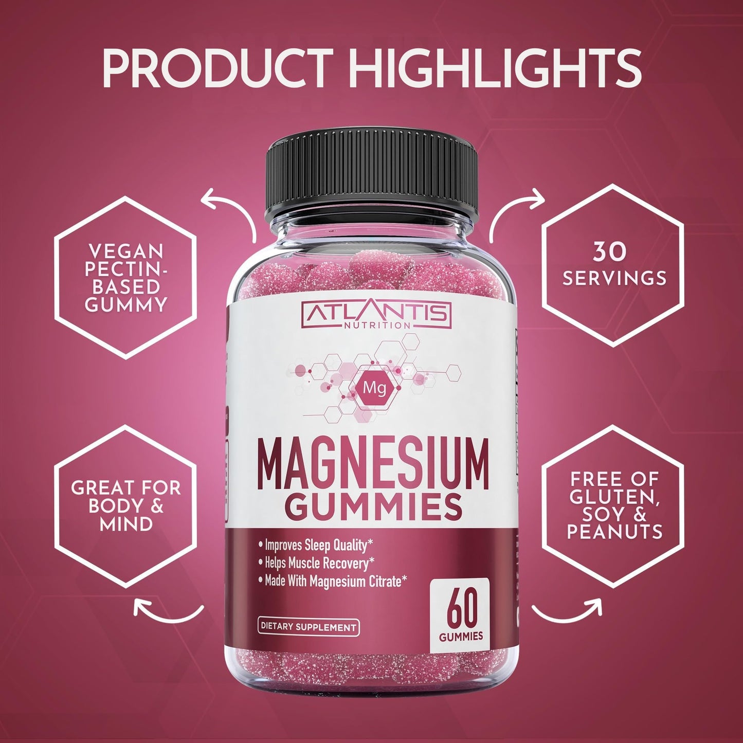 Atlantis Nutrition Magnesium Citrate Gummies 60 Gummies