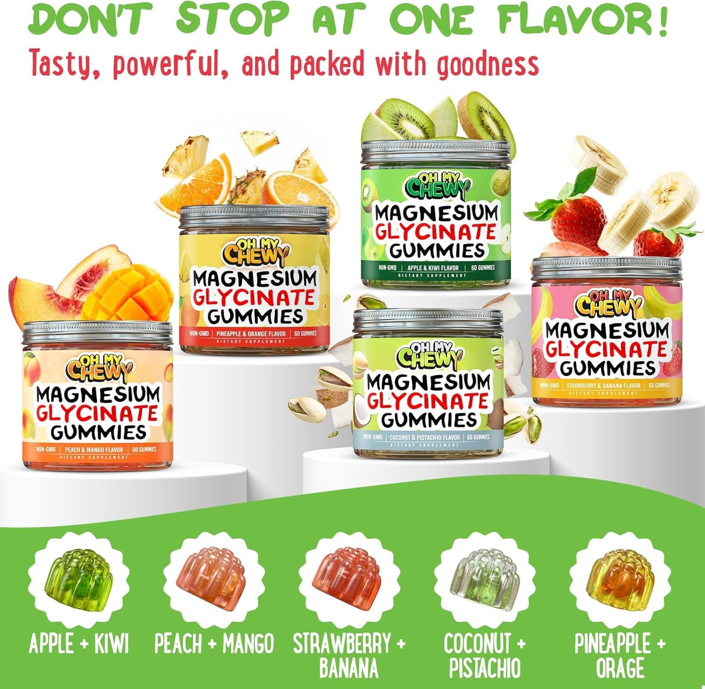 OH MY CHEWY Magnesium Glycinate Gummies 60 Count