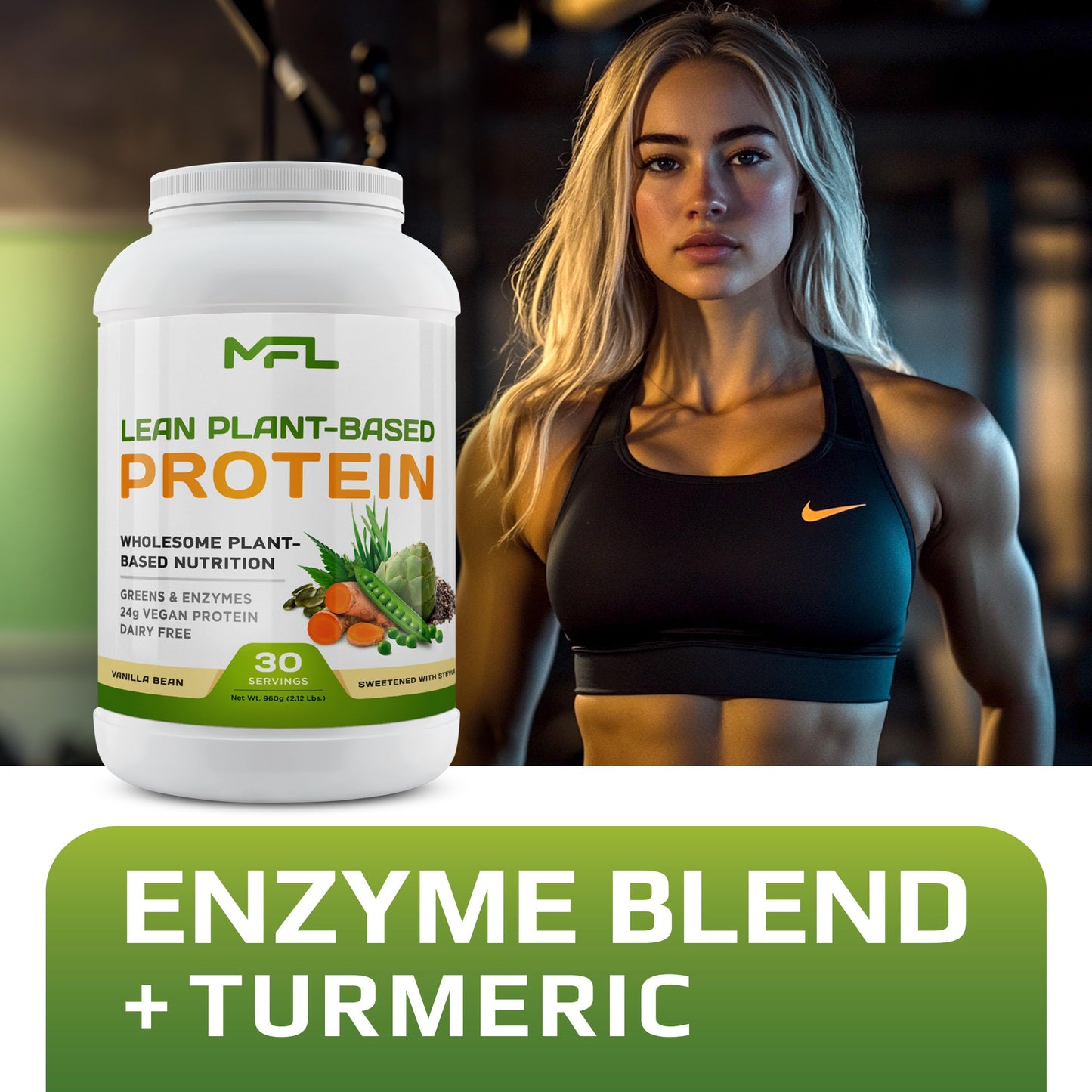 MUSCLE FOOD LABS MFL Vegan Plant-Based Protein Powder Vanilla Bean 33.92 oz
