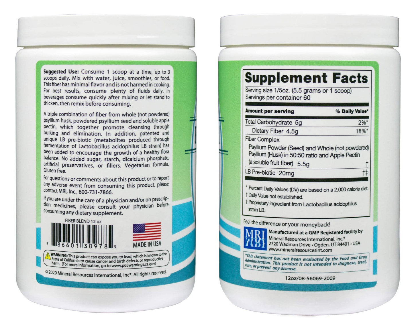 Mineral Resources International, Inc. Anderson Fiber Blend with LB Prebiotic Powder, 12 Ounces