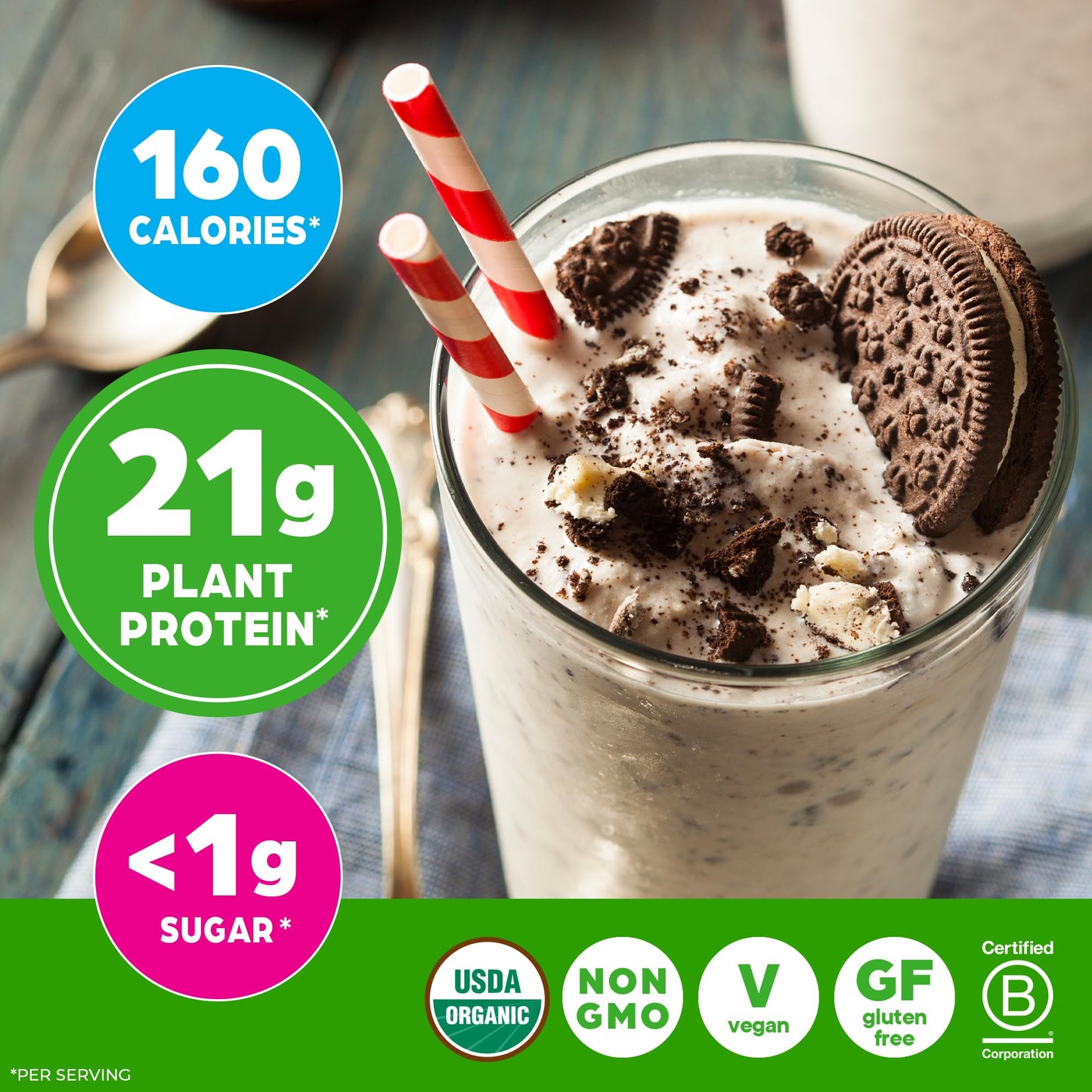 Orgain Organic Vegan 21g Protein Powder Cookies & Cream, 32.4 oz