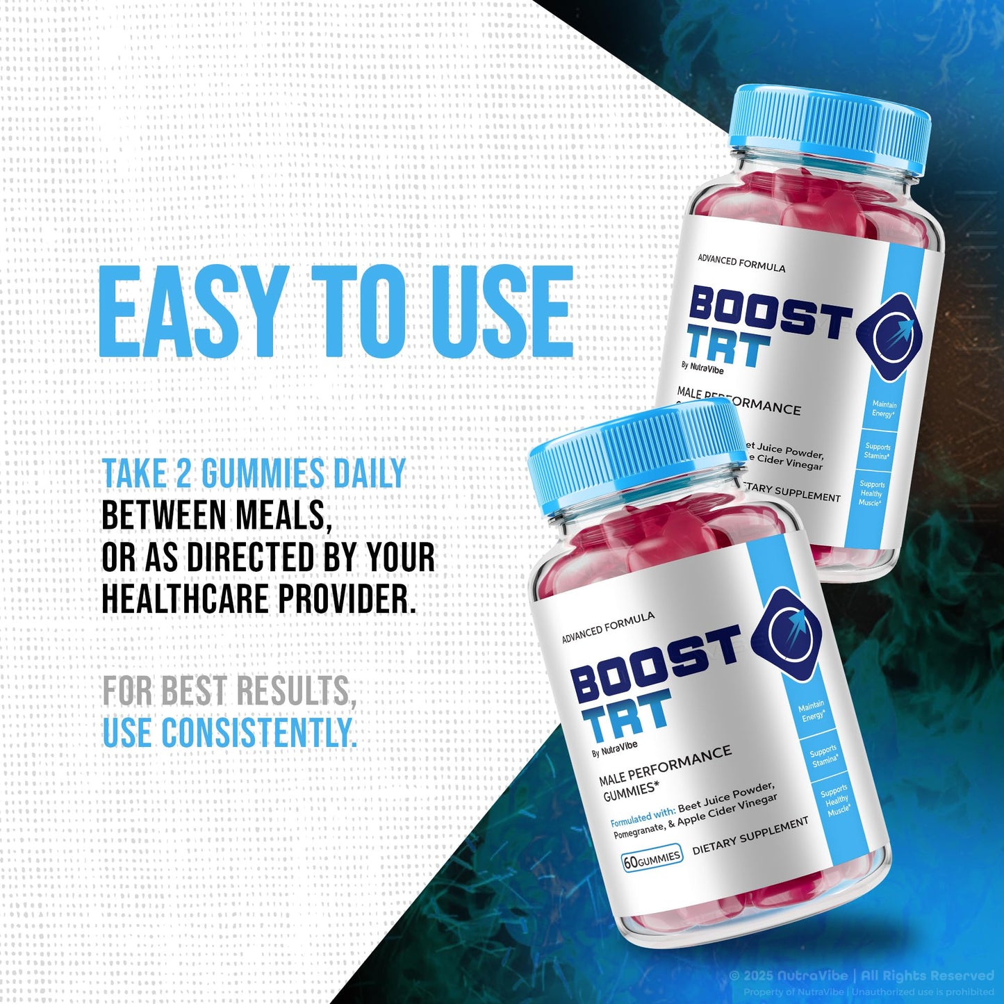 NutraVibe Boost TRT Gummies 120 Gummies