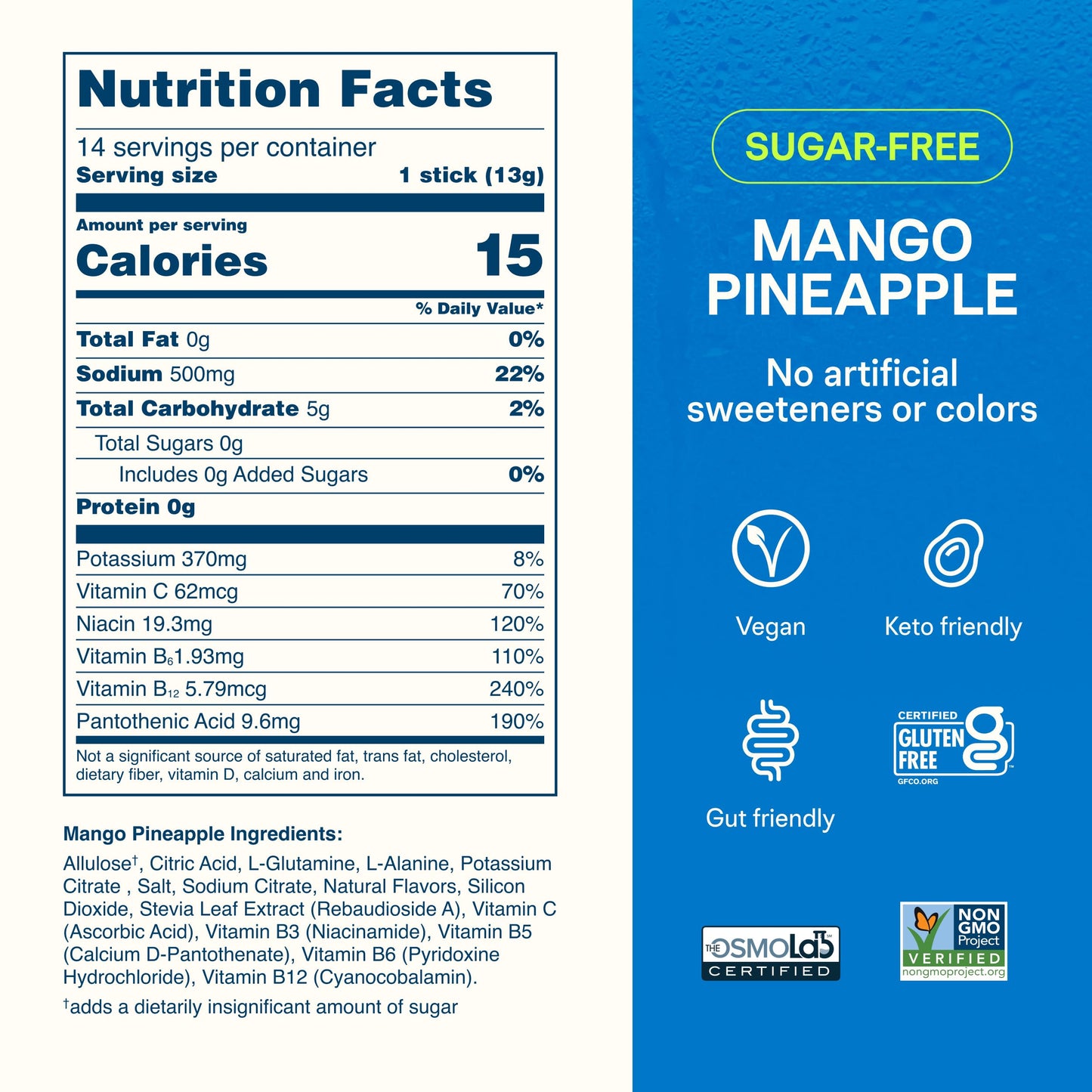 Liquid I.V. Sugar Free Hydration Electrolytes Mango Pineapple Powder 6.41 Ounces