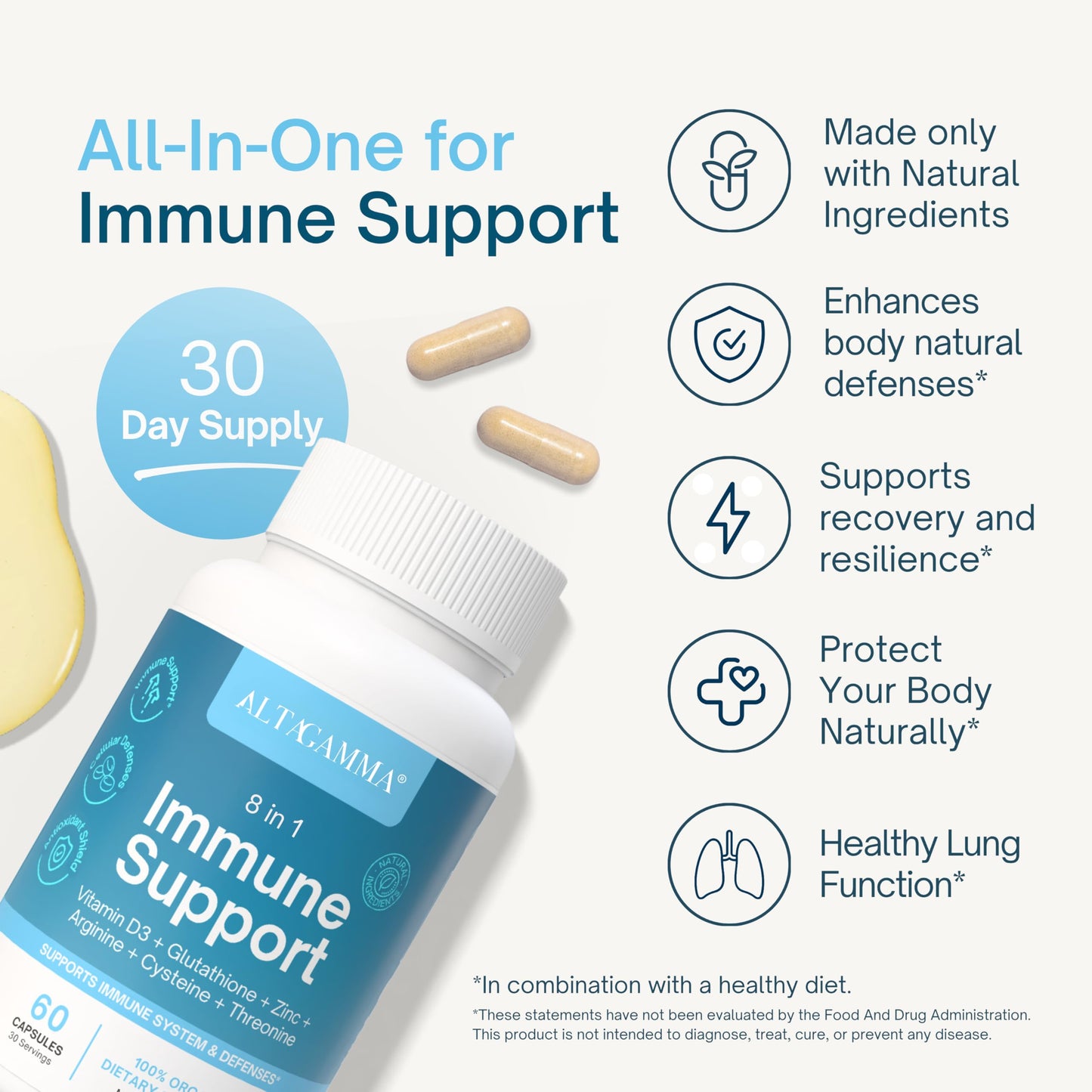 ALTAGAMMA 8 in 1 Immune Support Supplement 60 Capsules