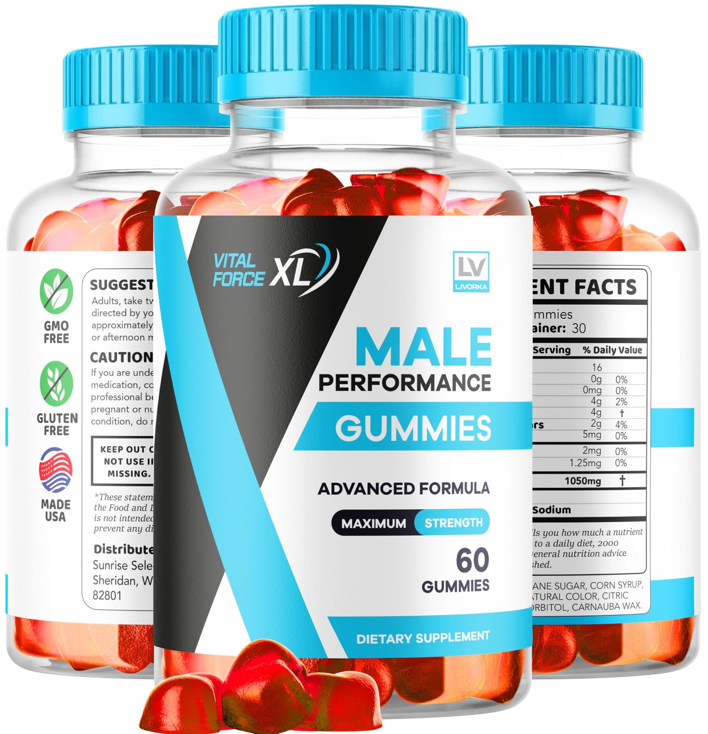 LIVORKA Vital Force XL for Men Gummies, 180 Count
