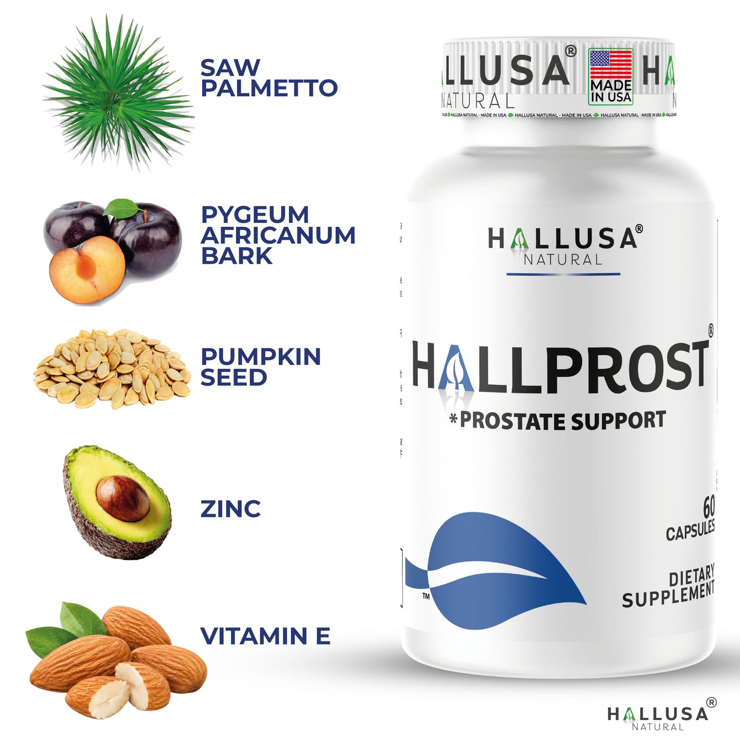 Hallusa Natural Hallprost 900mg Prostate Health 60 Capsules
