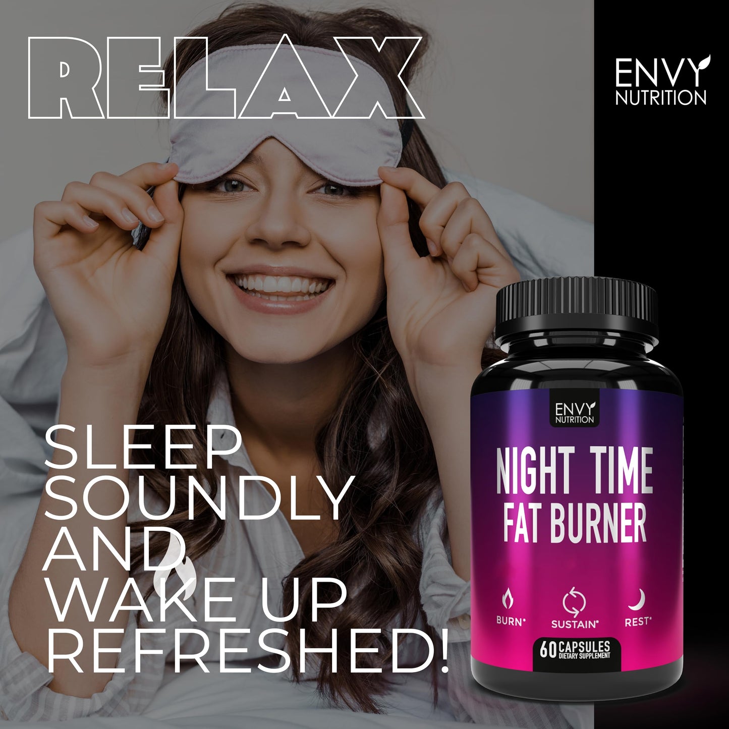 Envy Nutrition Night Time Fat Burner Supplements with Green Coffee Bean Extract Capsule 60 Count