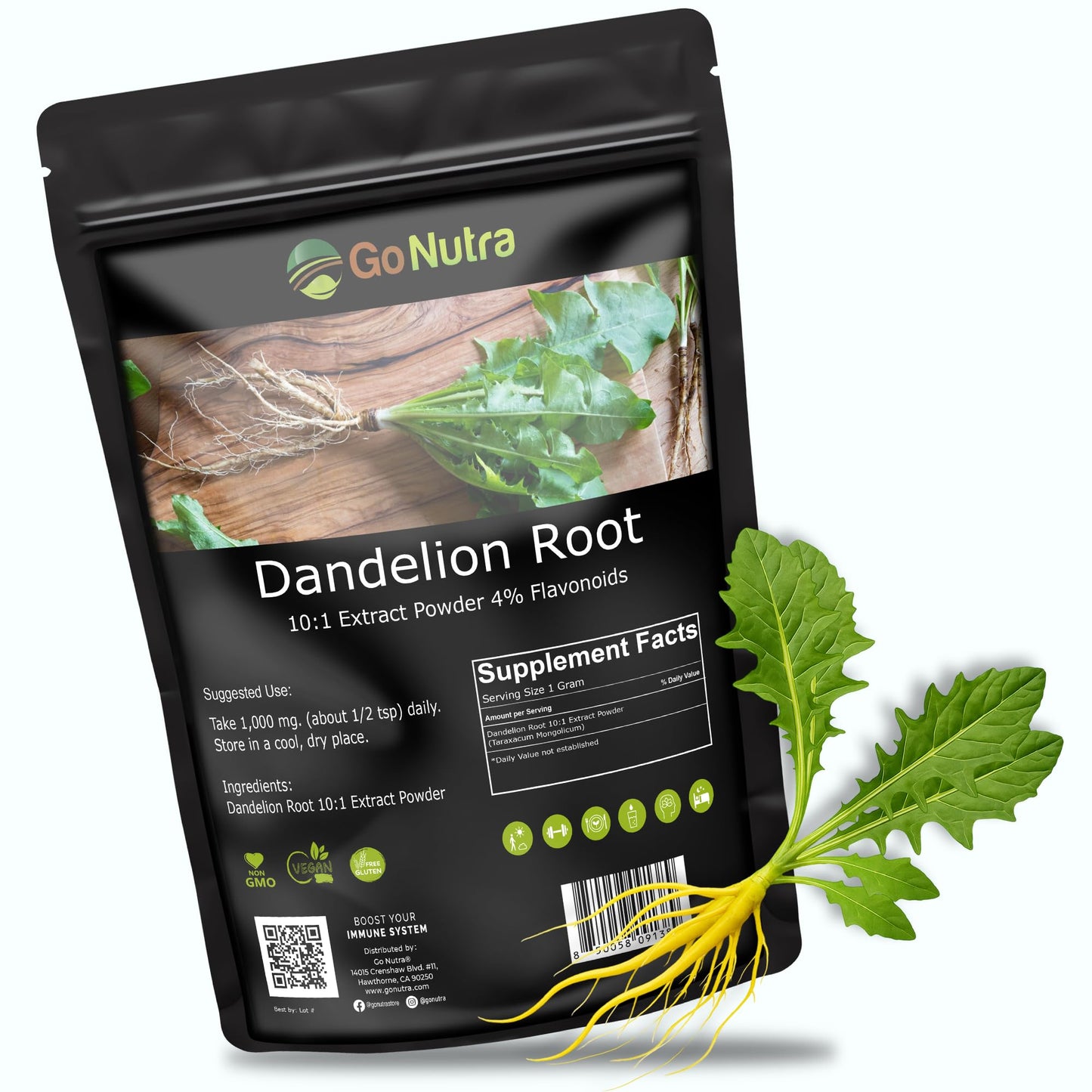 Go Nutra Dandelion Root Powder for Tea, Coffee & Beverages, 8 oz