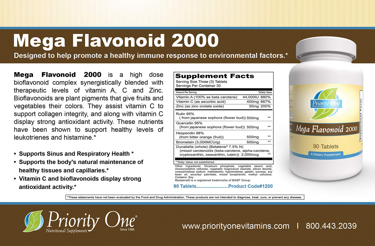 Priority One Mega Flavonoid 2000 90 Tablets