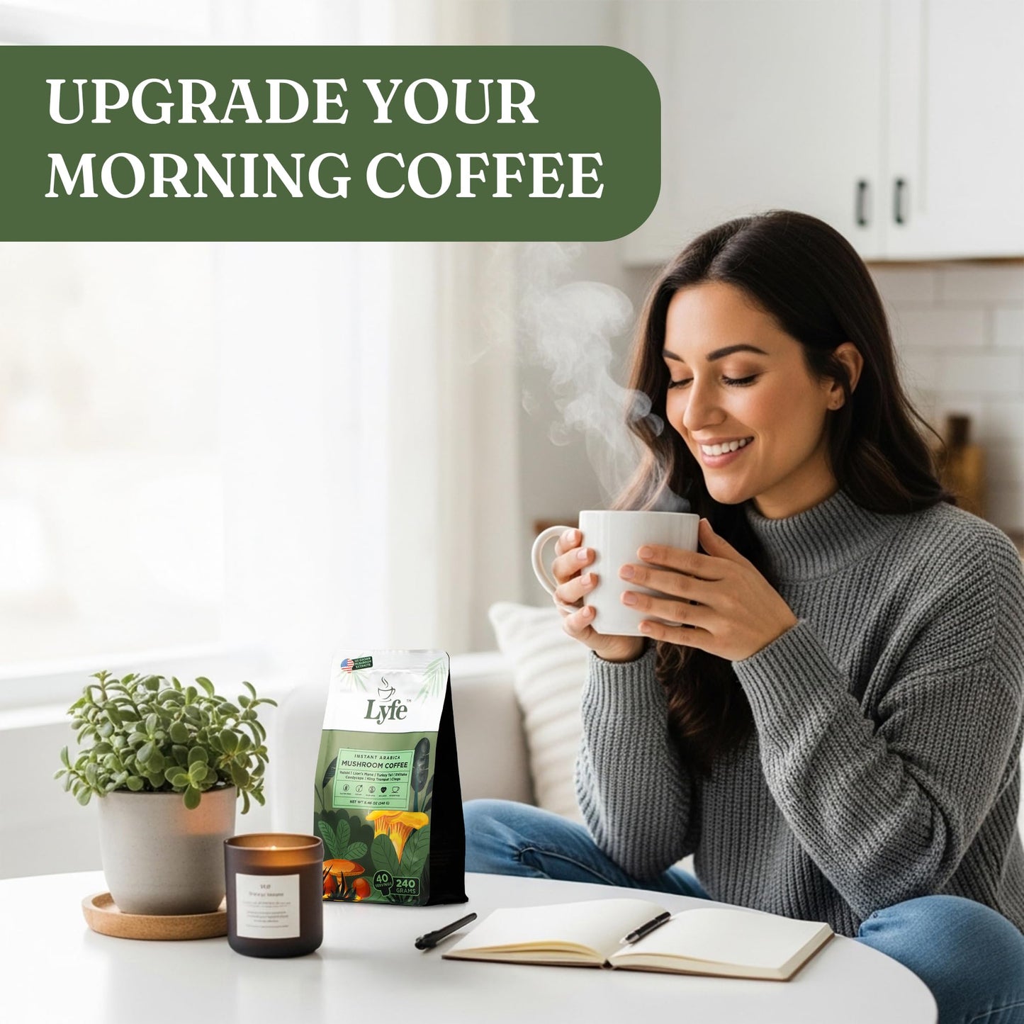 LYFE Organic Instant Mushroom Coffee Powder 8.47 oz
