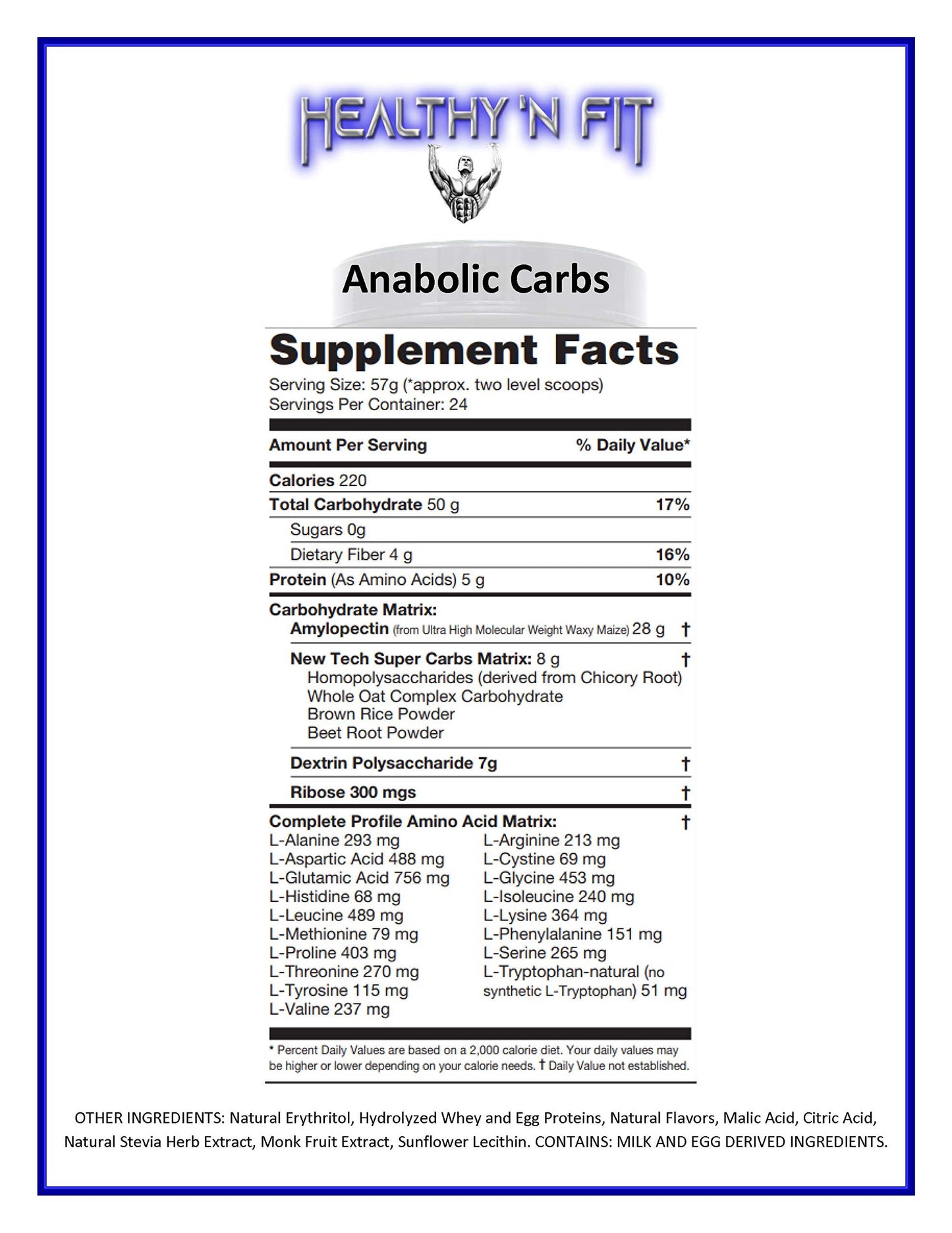Healthy 'N Fit Anabolic Carbs Powder 48 Servings