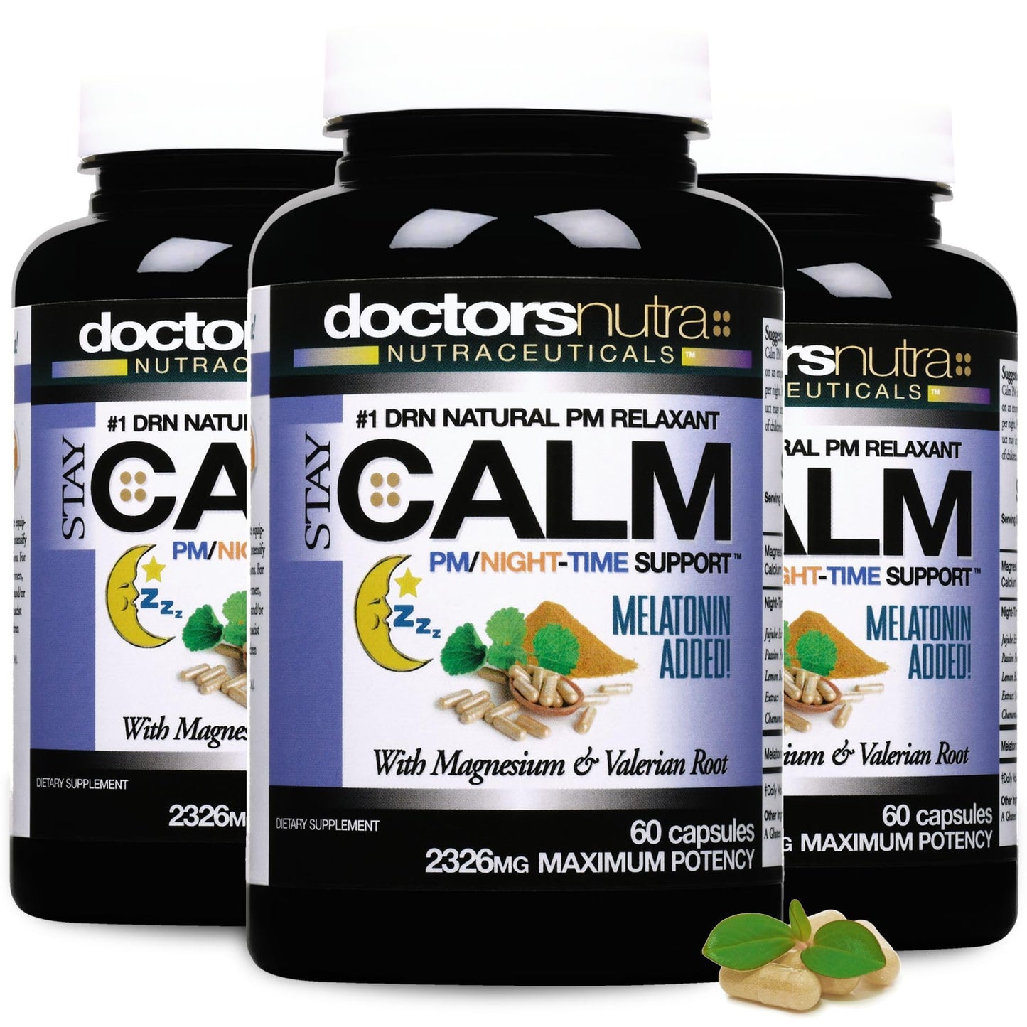 Doctors Nutra Nutraceuticals All Natural Night-Time Relief B-Calm-PM Support with Ashwagandha, Melatonin and More Capsules, 60 Count