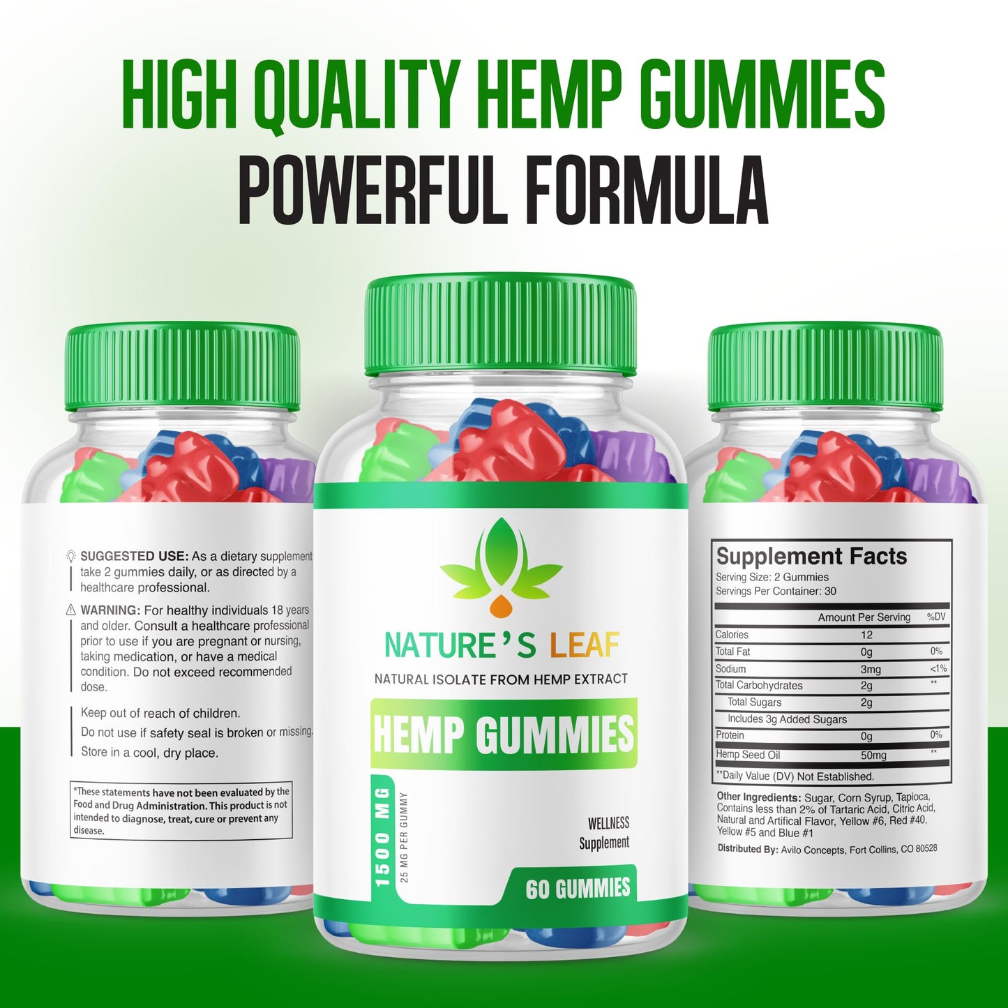 Purvia Natures Leaf Hemp Gummies Advanced Formula, 60 Gummies