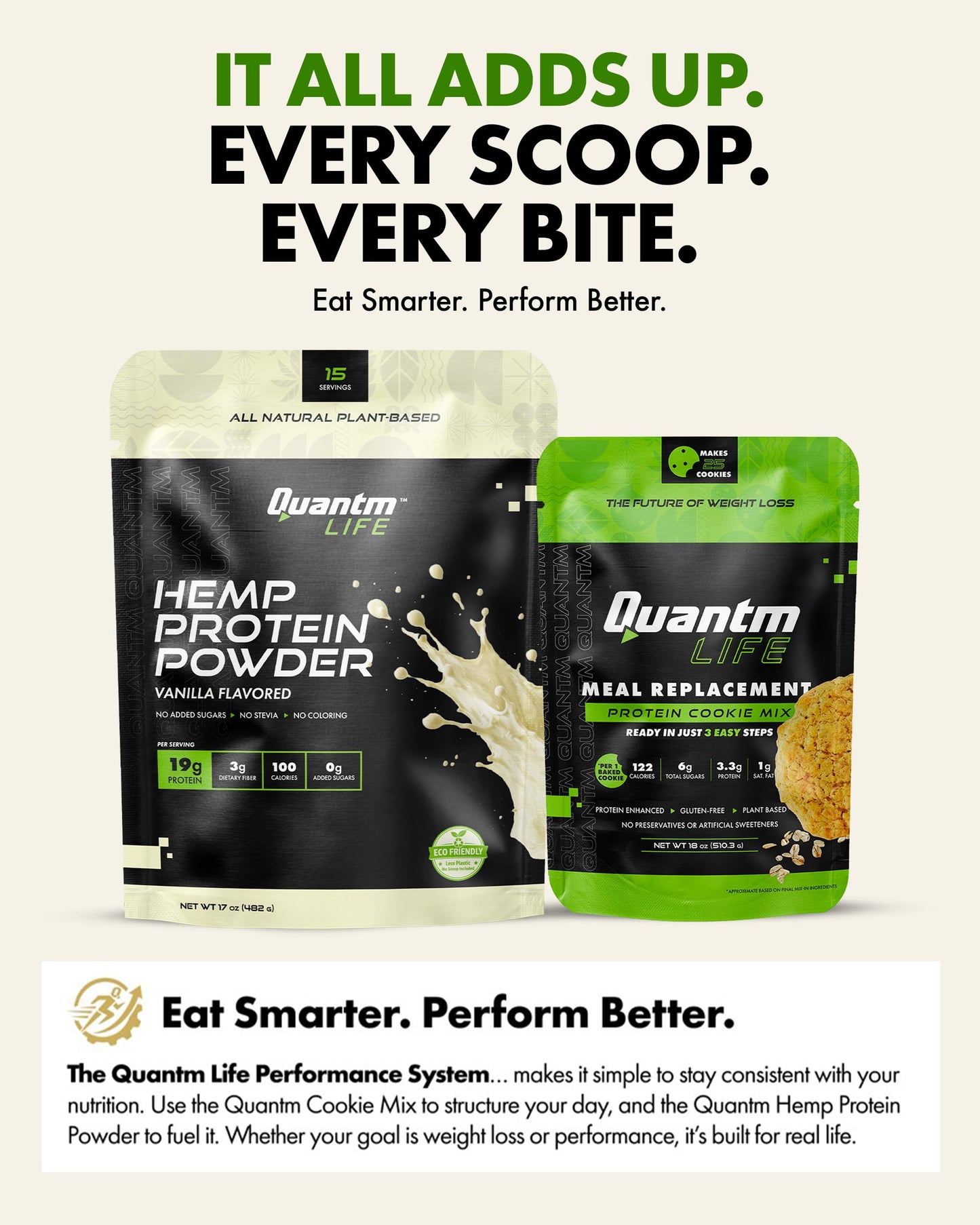 QUANTM LIFE Vanilla Hemp Protein Powder, 17 Servings