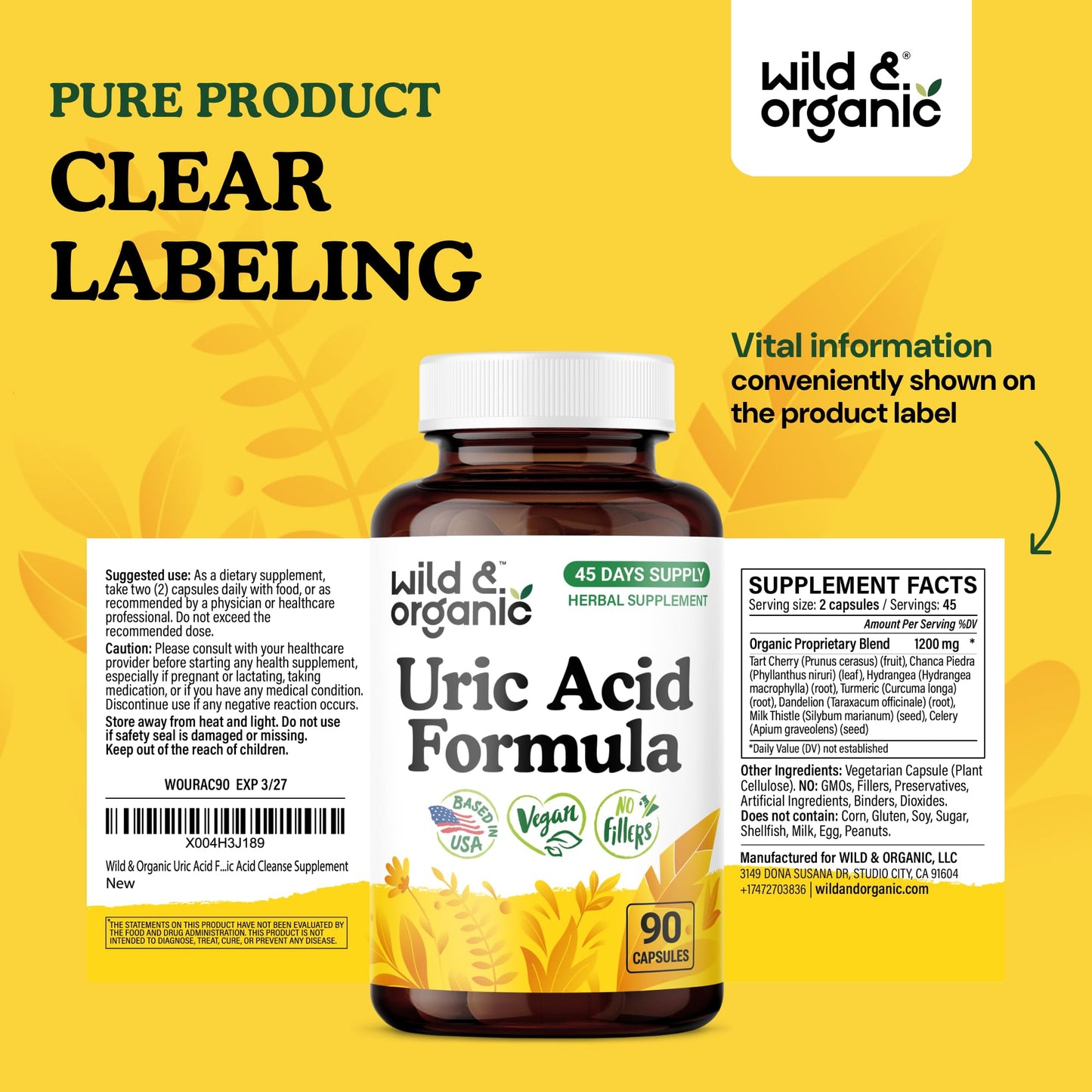 Wild & Organic Uric Acid Formula Capsule 90 Count