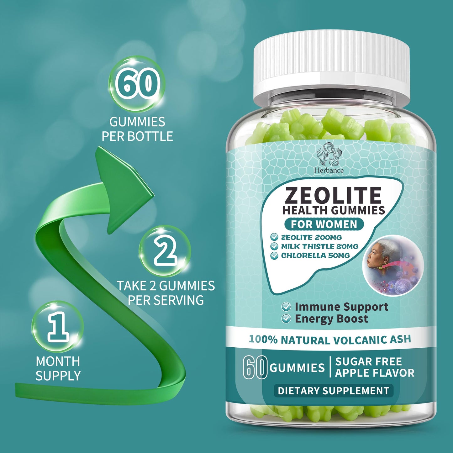 Herbance Zeolite Gummies for Women 120 Gummies