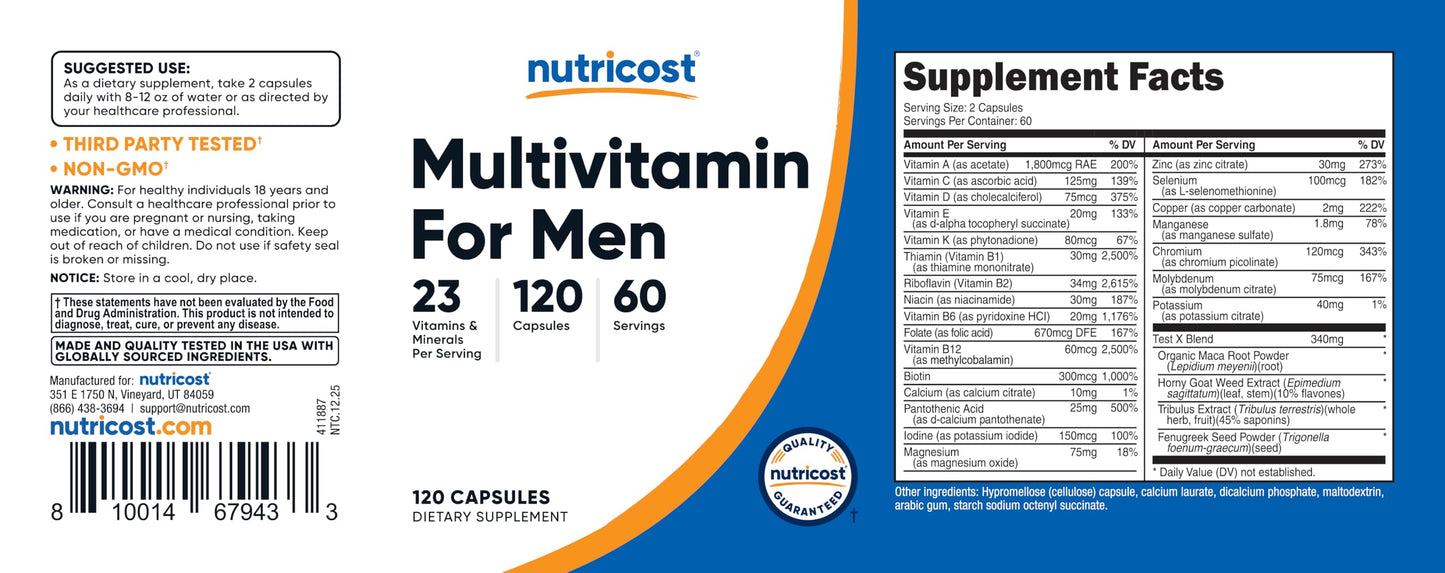 Nutricost Multivitamin for Men 120 Capsules
