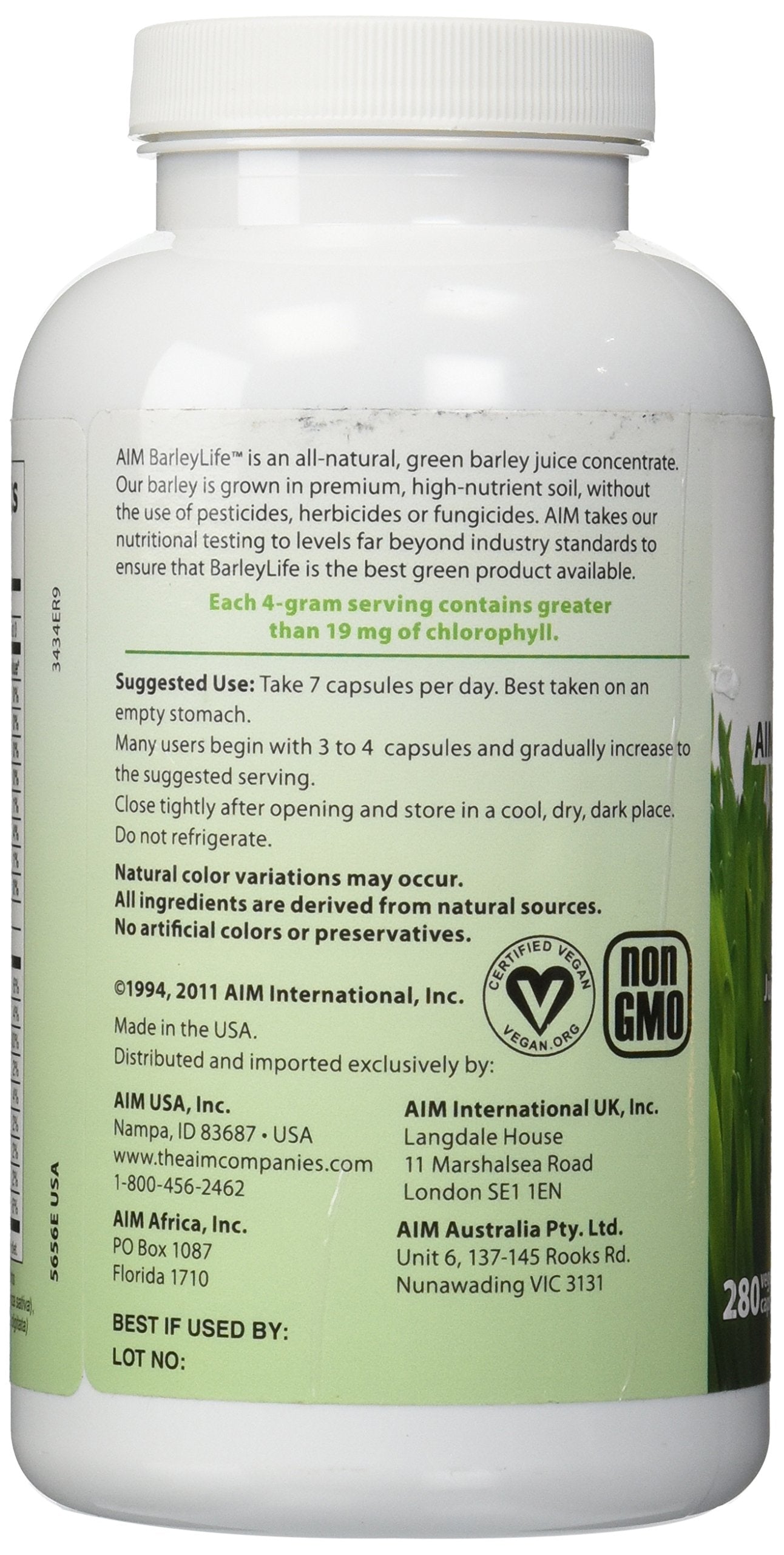 AIM International BarleyLife Capsules 280