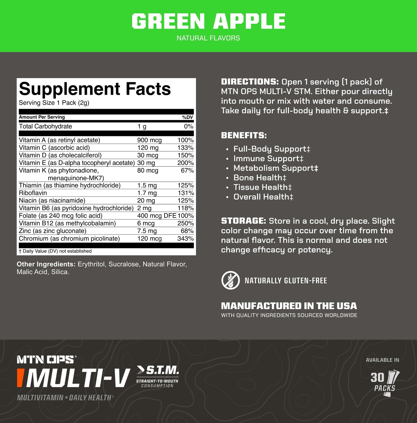 MTN OPS Multi-V STM On-the-Go Daily Multivitamin Powder 0.07 oz