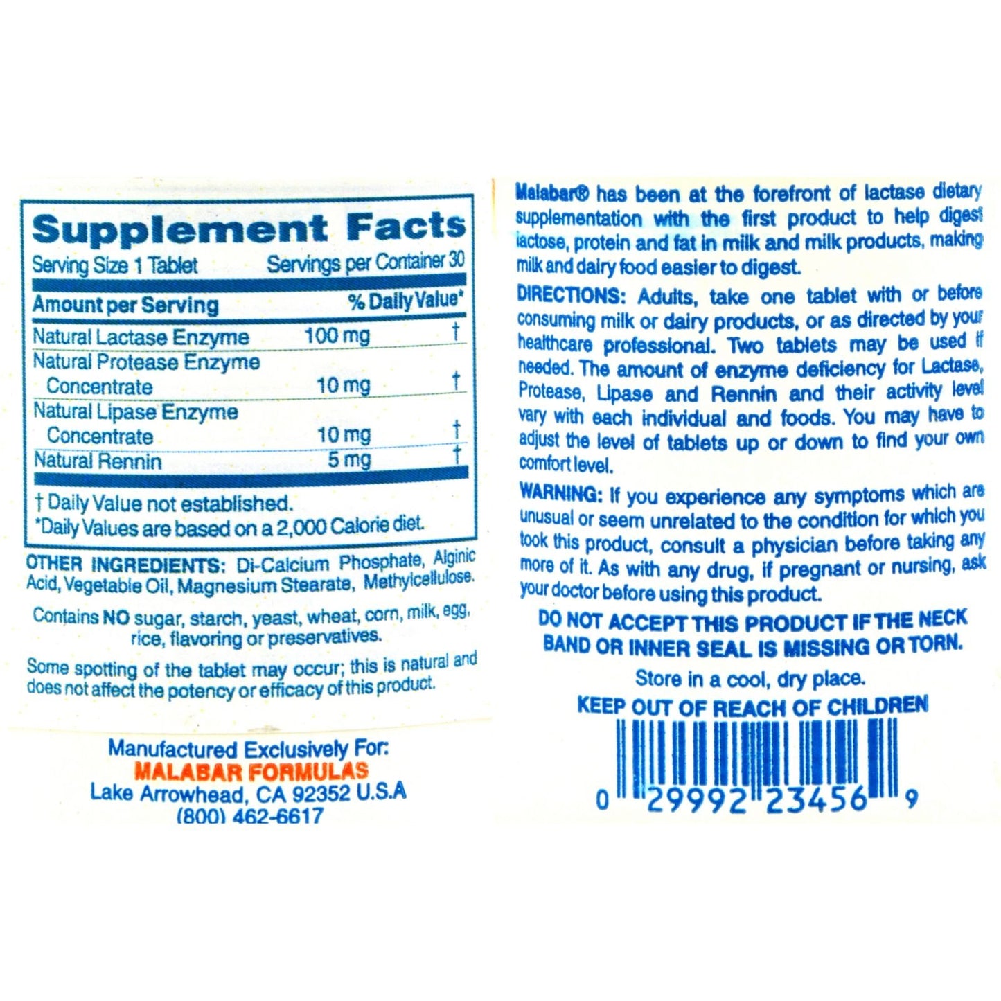 Malabar Complete Milk Digestant 30 Tablets