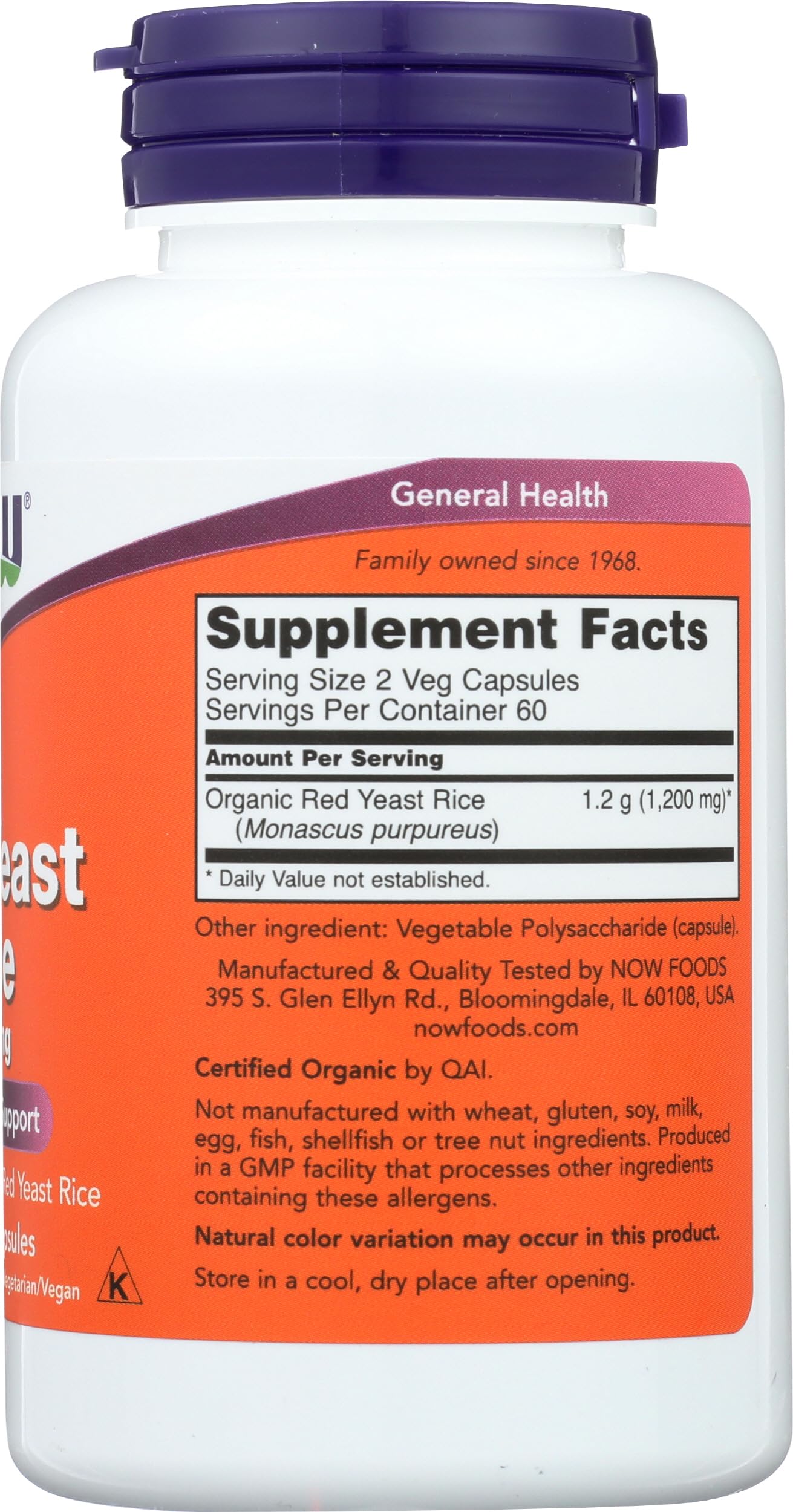 NOW Foods Red Yeast Rice 600mg Capsule, 120 Count