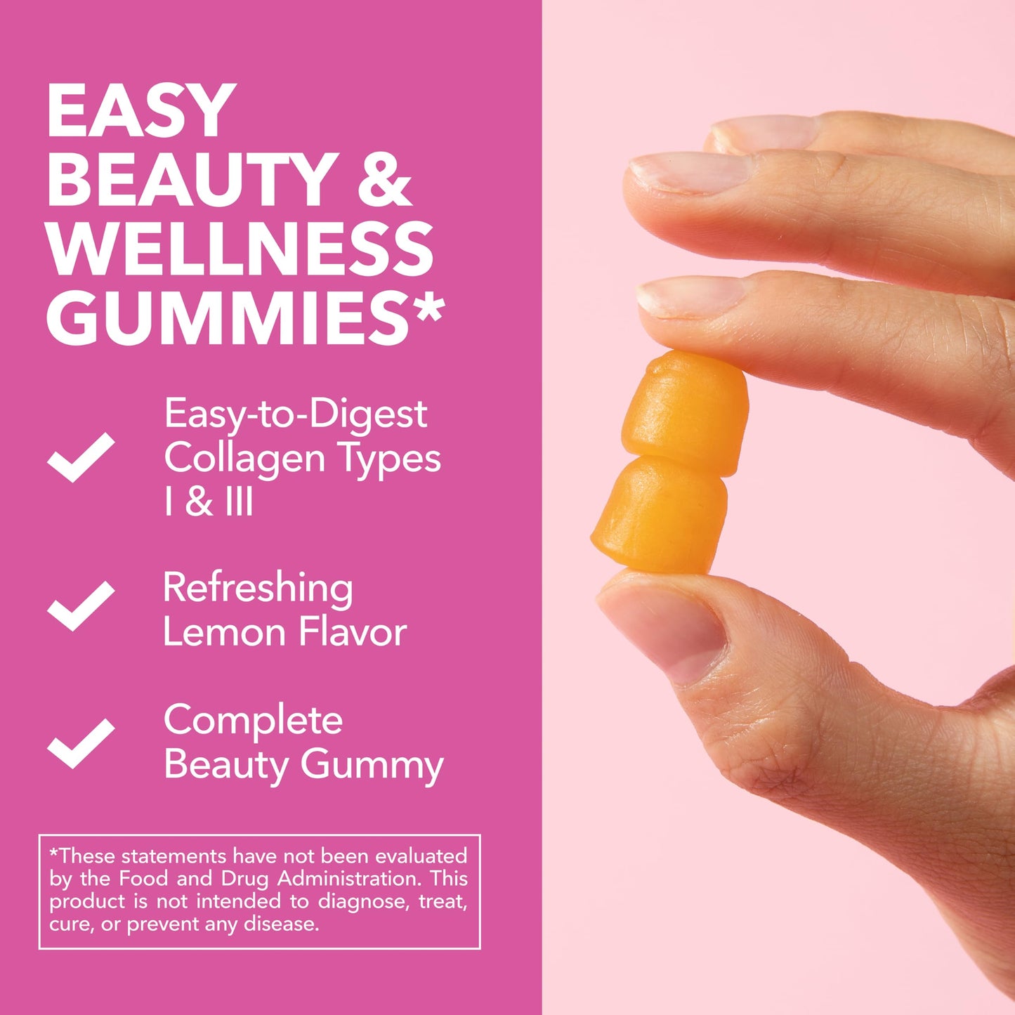 HAVASU NUTRITION Collagen Gummies With 2500 mcg Biotin Hair Skin & Nail Support Lemon 60 Count