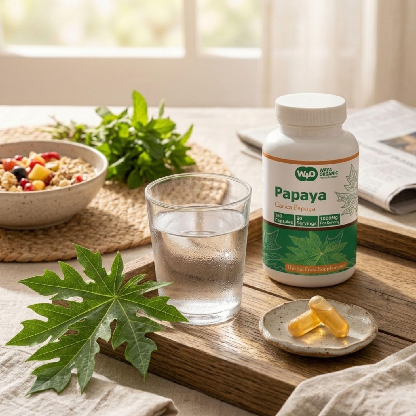 WAY 4 ORGANIC W4O Papaya Leaf Extract Capsules 1 Count