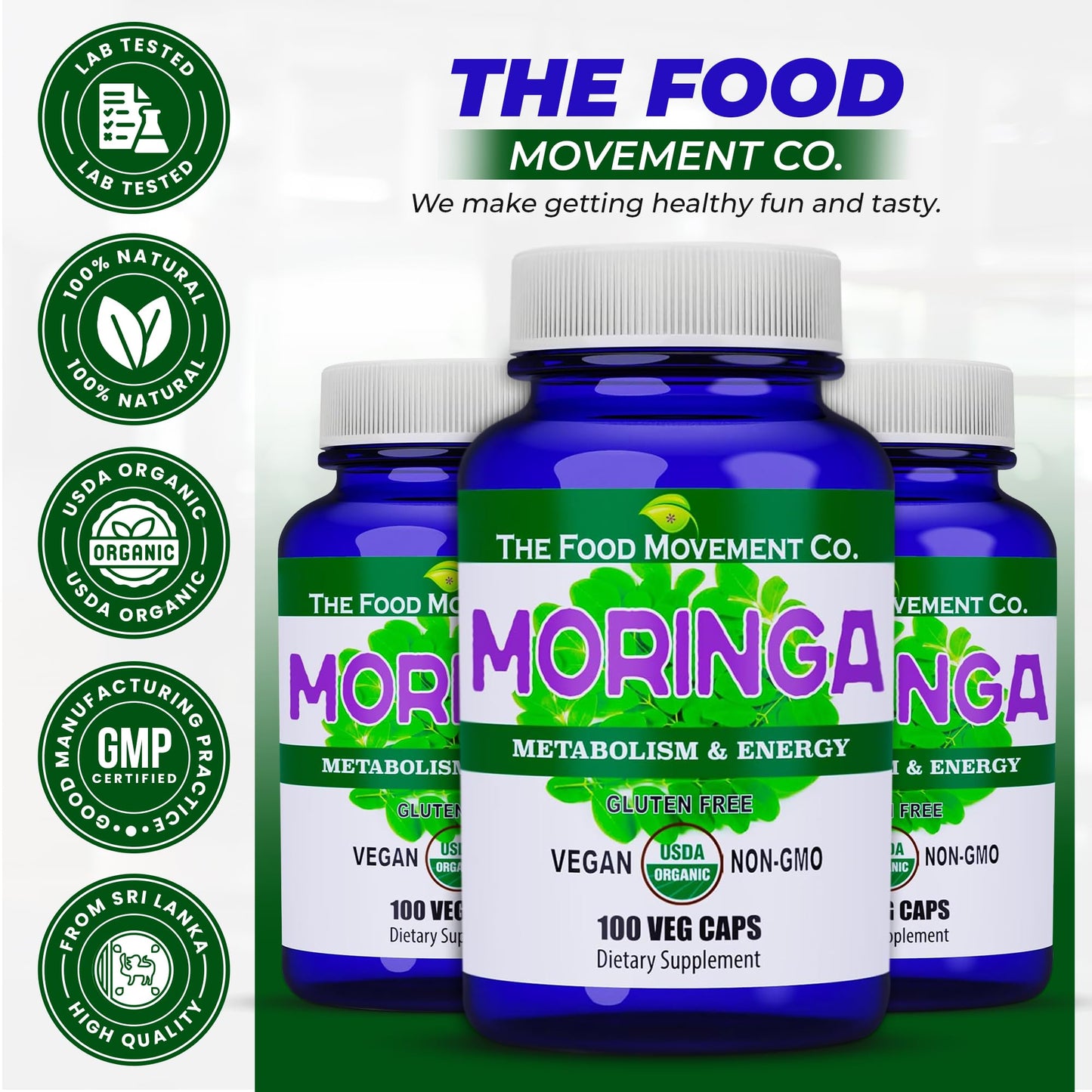 THE FOOD MOVEMENT CO. Moringa Capsule, 100 Count