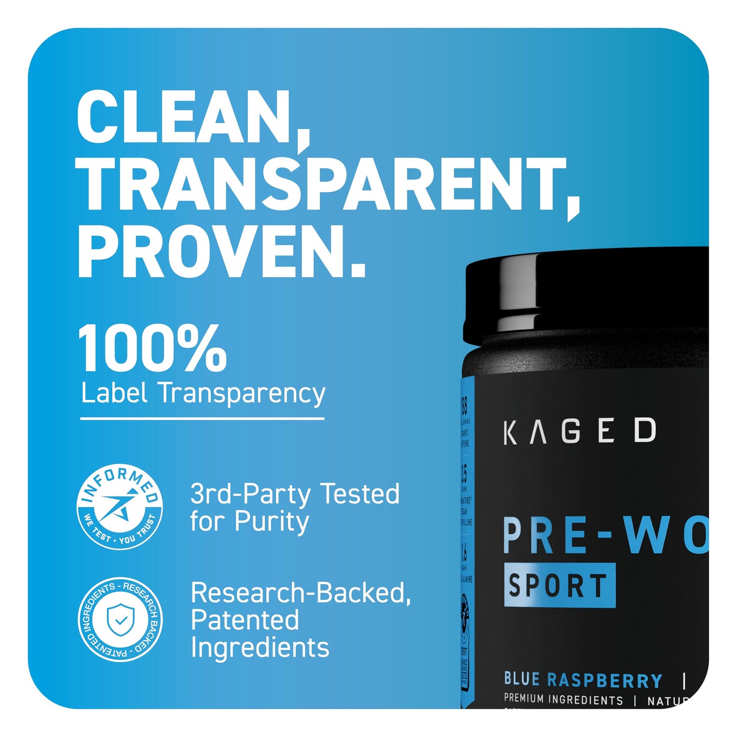 Kaged Sport Pre Workout Powder for Men & Women, 9.24 Ounce