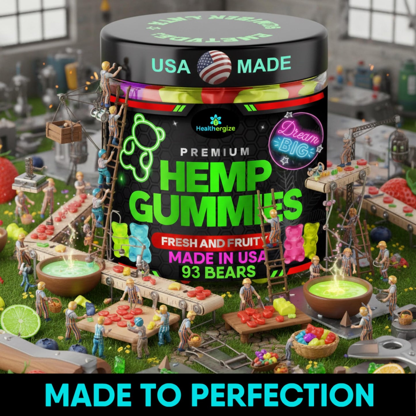 Healthergize Hemp Gummies for Deep Sleep-Calm and Peace Chewable, 93 Count