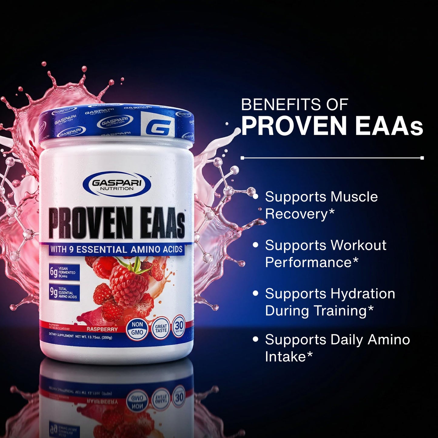 Gaspari Nutrition Proven EAAs, Vegan Fermented EAAs Powder 15.86 oz