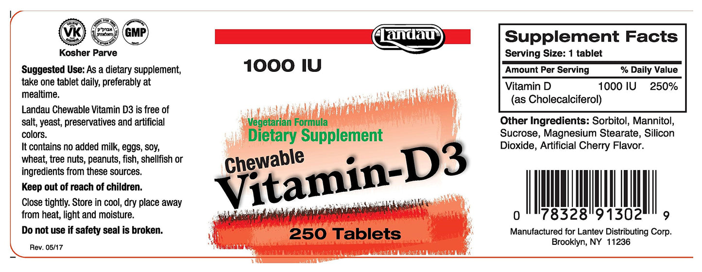 LANDAU Vitamin D3 1000IU Tablet, 1 Count